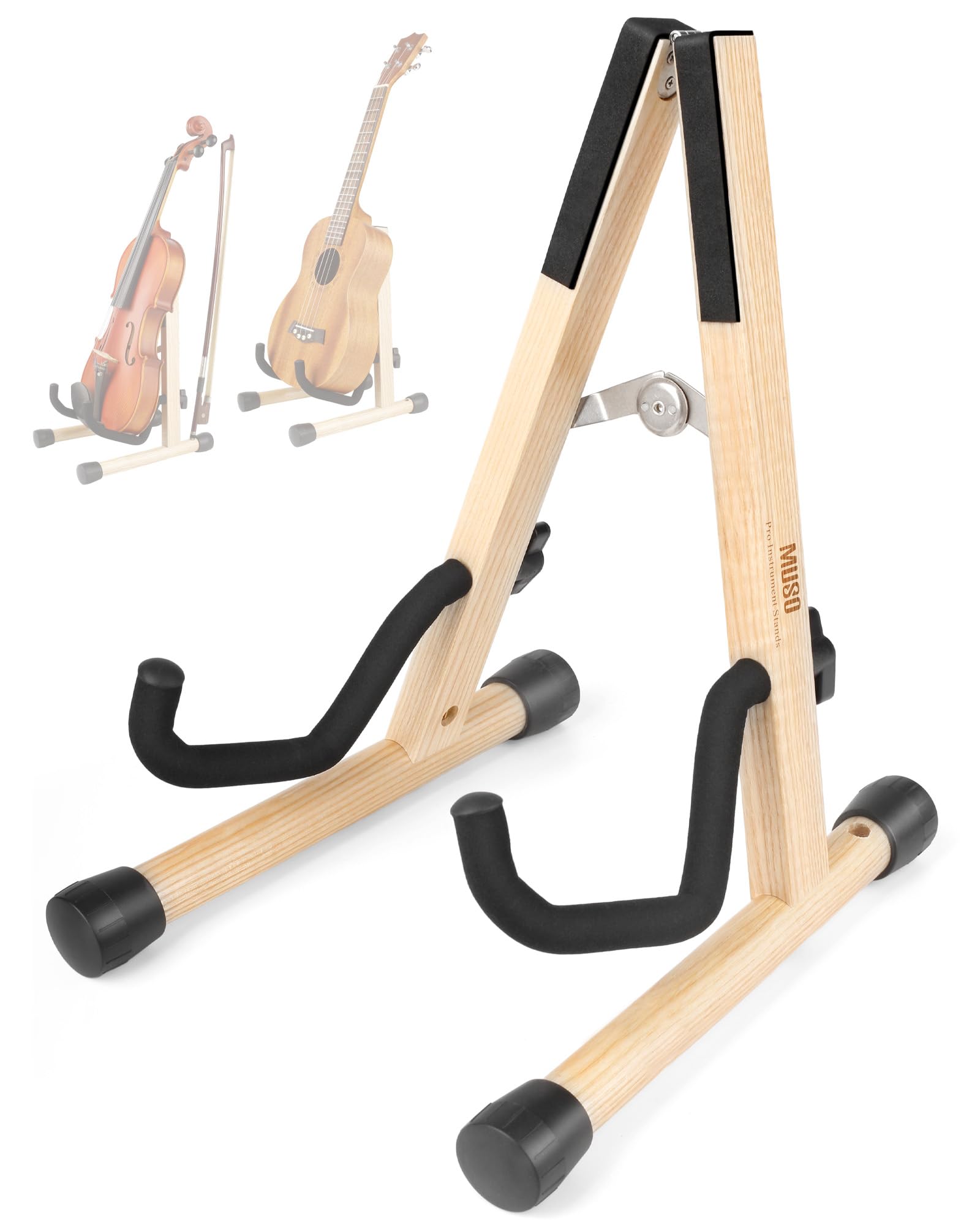 MUSO Cello Stand with Bow Holder,A-Frame Floor Stand with Padded Foam, Handcrafted Cello Rack Fits 1/2, 3/4, 7/8, 4/4 Full-Size and Guitar, Instrument Holder for Home and Studio Display