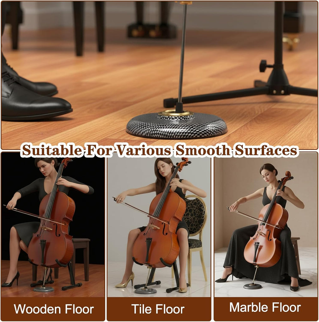Cello Stopper Rubber, Slipstop Endpin Rest for Cello Endpin Stopper with Reinforced Brass Cup & Rubber Mat Anti-Slip Base, Abs Anti-Slide Brass Stop, Instrument Accessory Christmas Gift