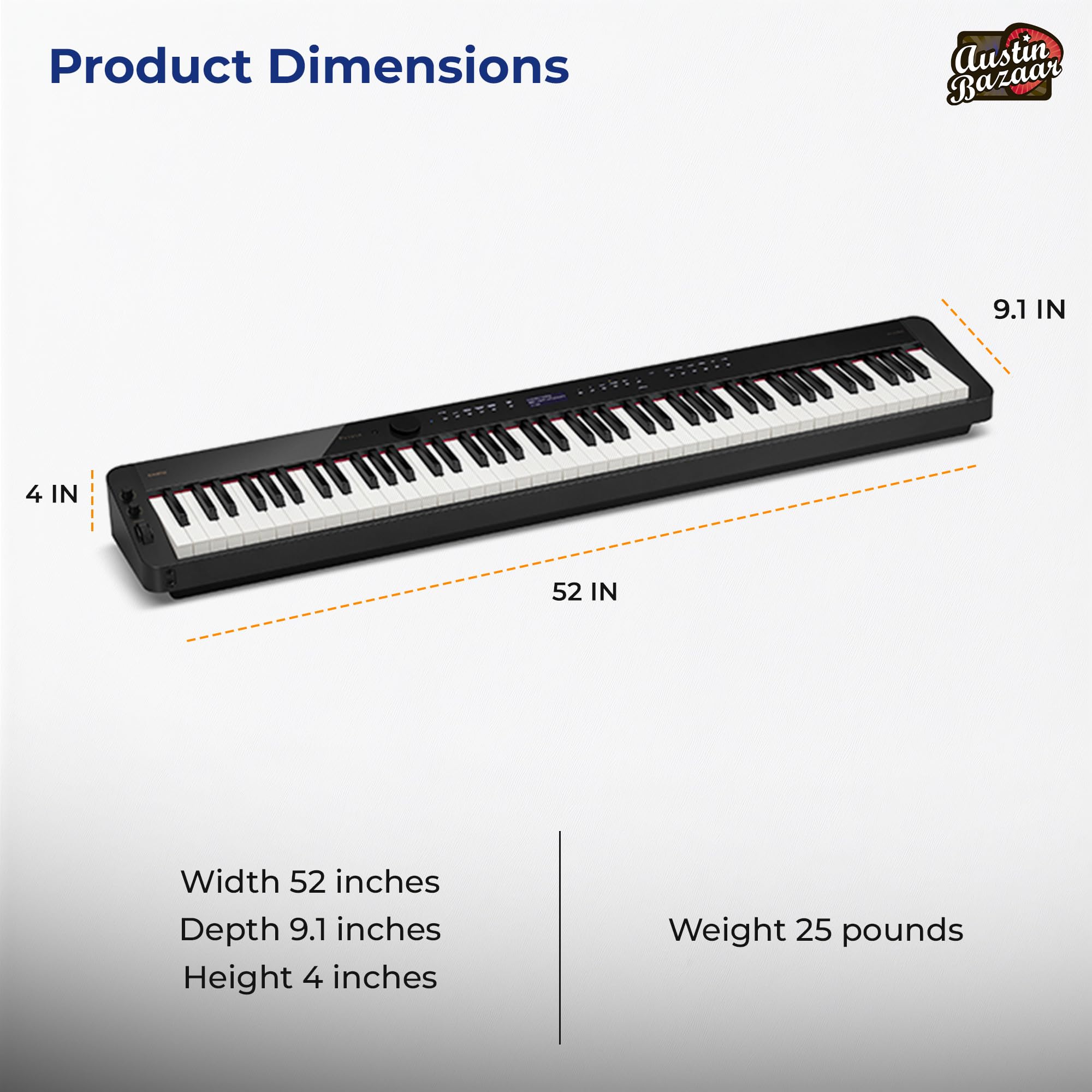 Casio Privia PX-S3100 Digital Piano - Black Bundle with Adjustable Stand, Bench, Headphones, Instructional Book, Online Lessons, Instructional DVD, and Austin Bazaar Polishing Cloth