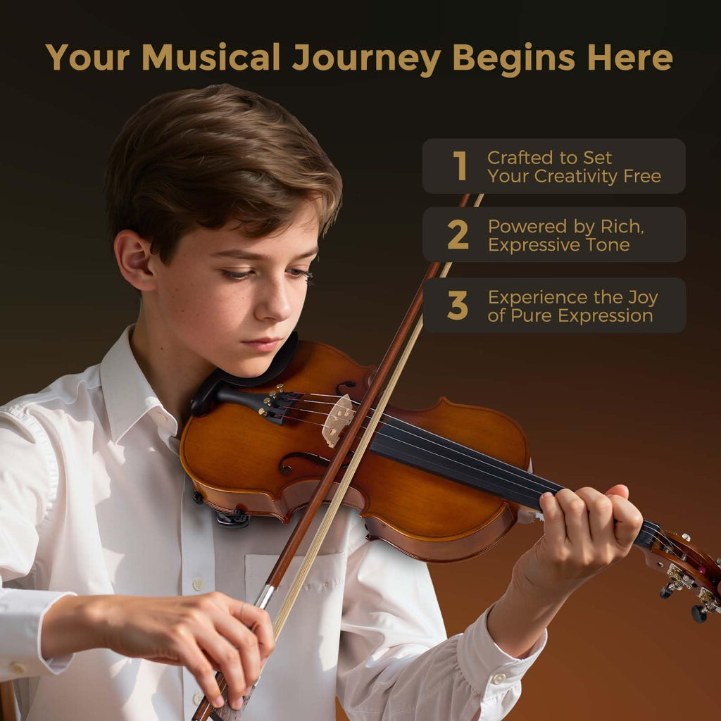 Vangoa Violin 4/4 Full Size Set, Handcrafted Entry Level Acoustic Violin Set with Lightweight Hard Case, Suitable for Beginners, Teens, 12+, Adults, Right Handed Players