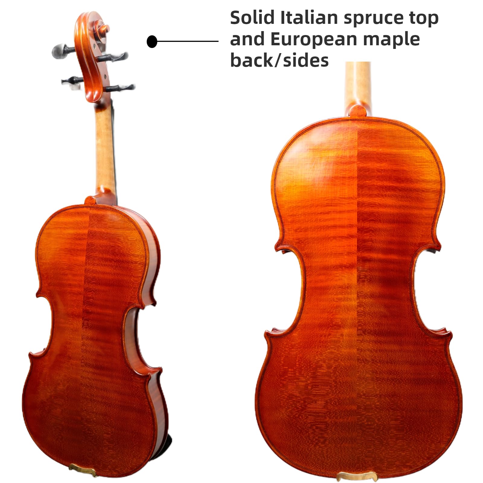 Master 4/4 Full-Size Violin | Hand-Varnished with 20+ Year Aged Italian Spruce & Bosnian Maple | Professional Orchestra Instrument for Professional soloists and session players (VIO1328)