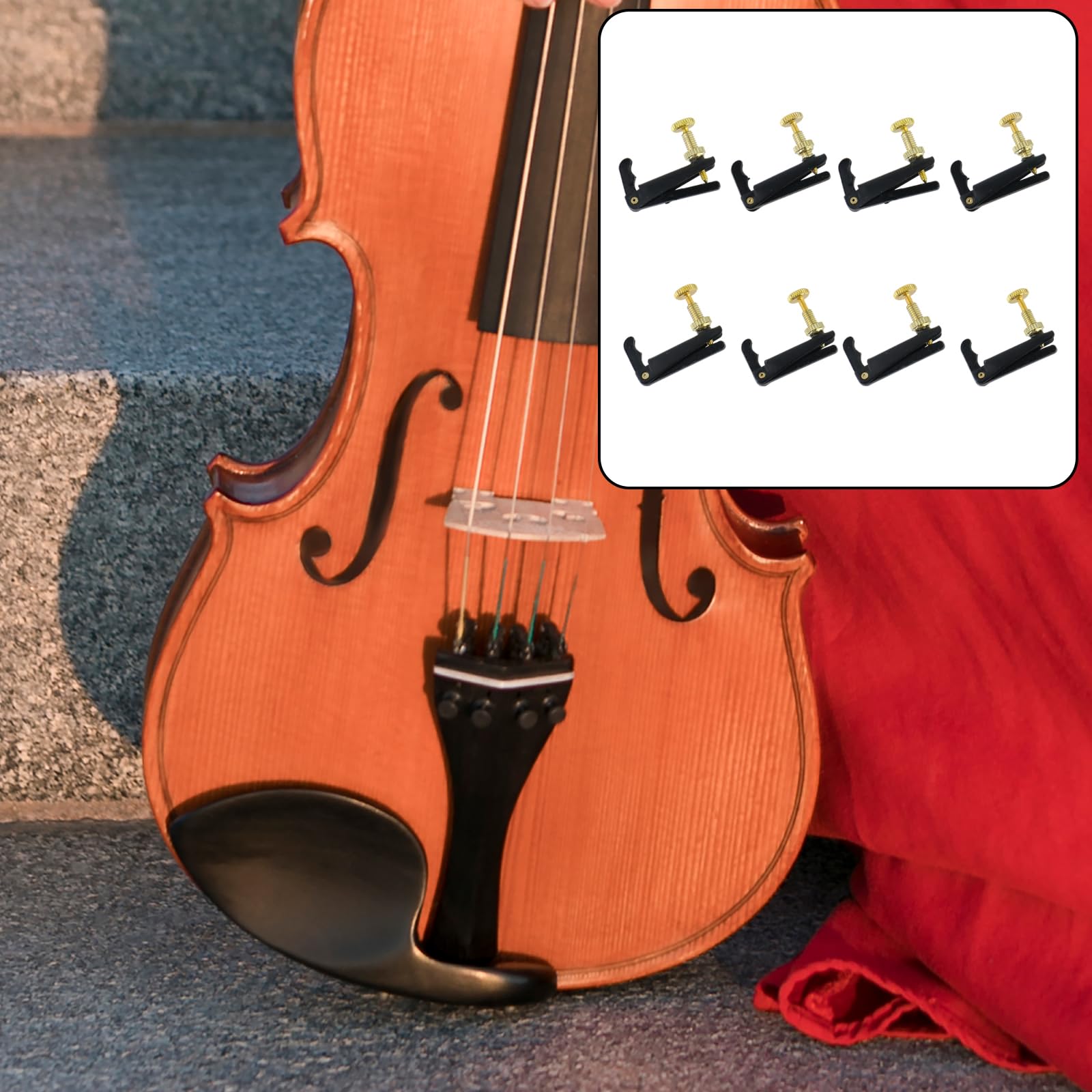 4Pcs Cello Fine Tuners for 3/4 4/4 Cello String Adjusting (Black)