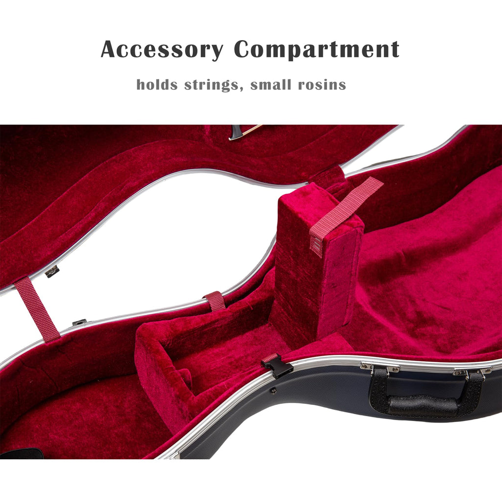 Crossrock 4/4 & 3/4 Cello Case with Wheels | Matte Mint Blue ABS Shell, Wine Red Velvet Interior, Backpack Straps – New Mold Design – (CRA870CEFMB)