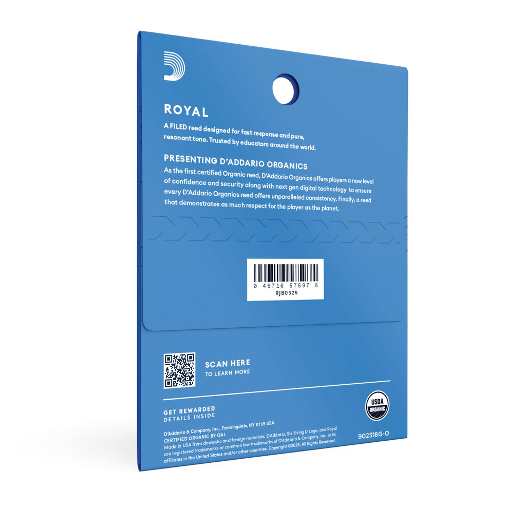 D'Addario Woodwinds Royal Saxophone Reeds - Alto Sax Reeds with Strong Spine - Alto Saxophone Reeds Great for Classical or Jazz - Strength 2.0, 25-pack