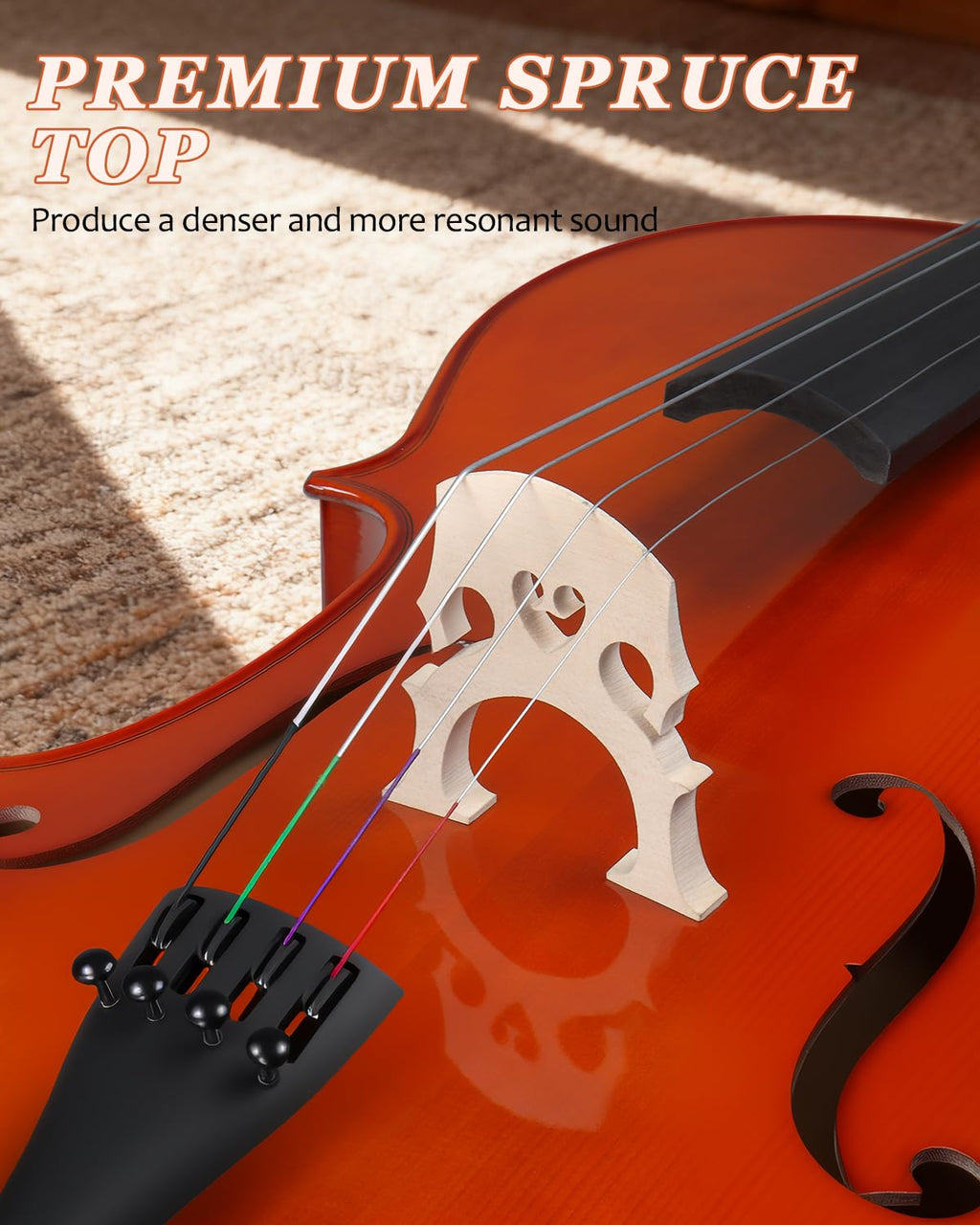 Ktaxon Full Size Cello, 4/4 Solid Wood Acoustic Cello with Sturdy Stand, Portable Bag, Premium Rosin and Extra String, Full Equipment for Intermediate Players (Varnish)