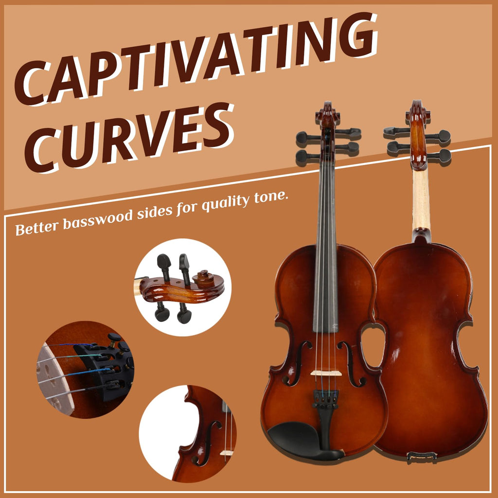 Ktaxon 1/4 Violin for Beginners, Fiddle for Students and Enthusiasts, Acoustic Violin Kit with Case, Bow, Rosin & Manual