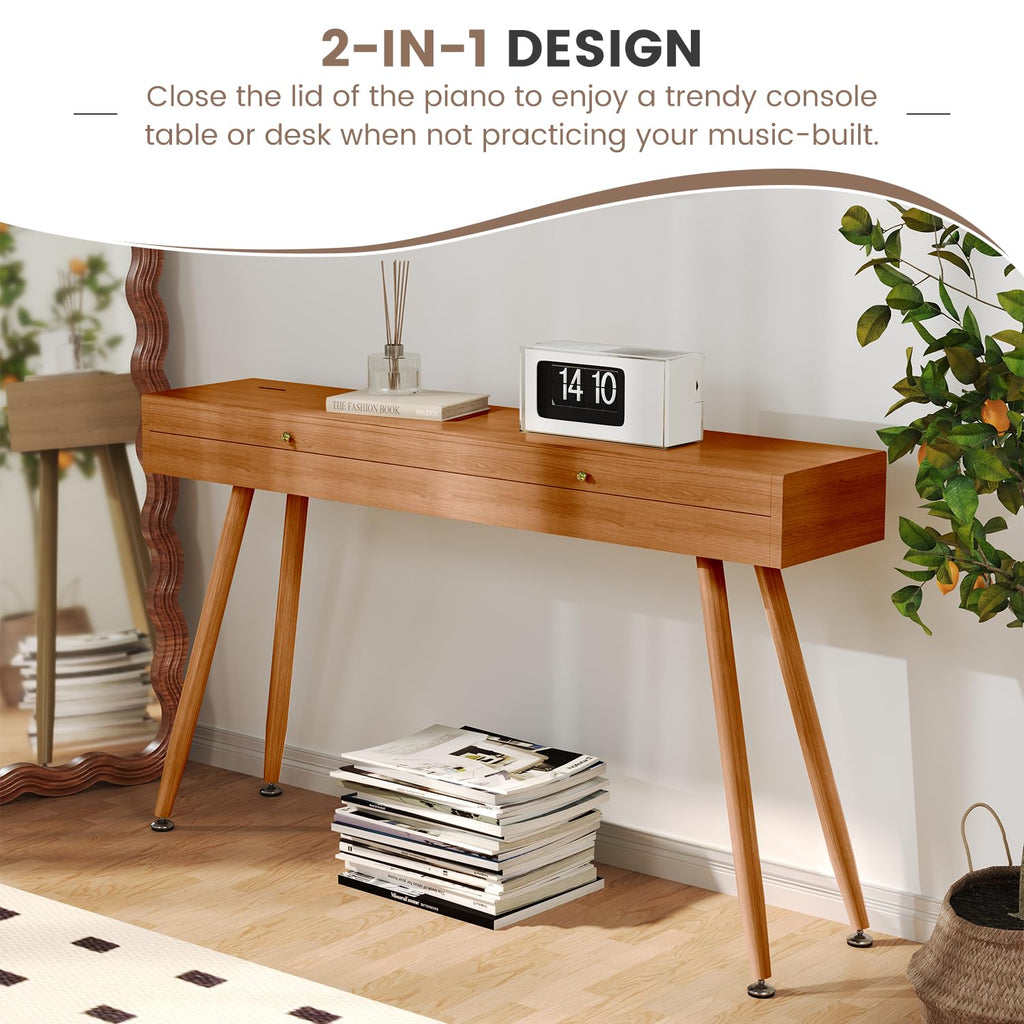 88 Key Digital Piano Keyboard for Beginners, Fully Weighted Wooden Electric Piano with Triple Pedal, Headphone, Supports MIDI Connecting, French Dream Sound Source (Brown)