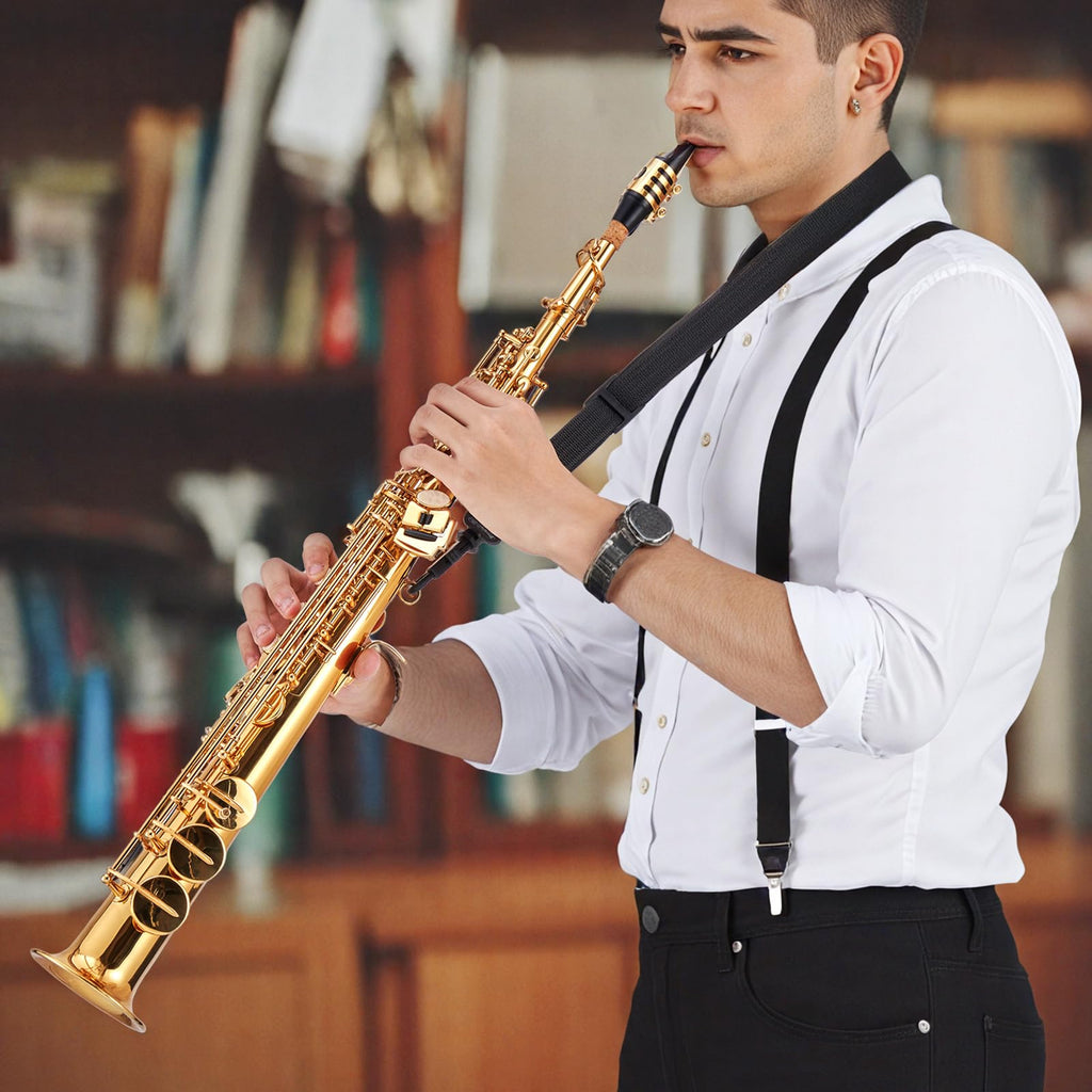 VEVOR Tenor Saxophone, B Flat, Professional Brass Saxophone Beginner Kit with Carrying Case, Mouthpiece, Straps, Cleaning Cloth, Gloves, Neck Strap, 23 Keys Tenor Sax Kit, for Beginners Students, Gold