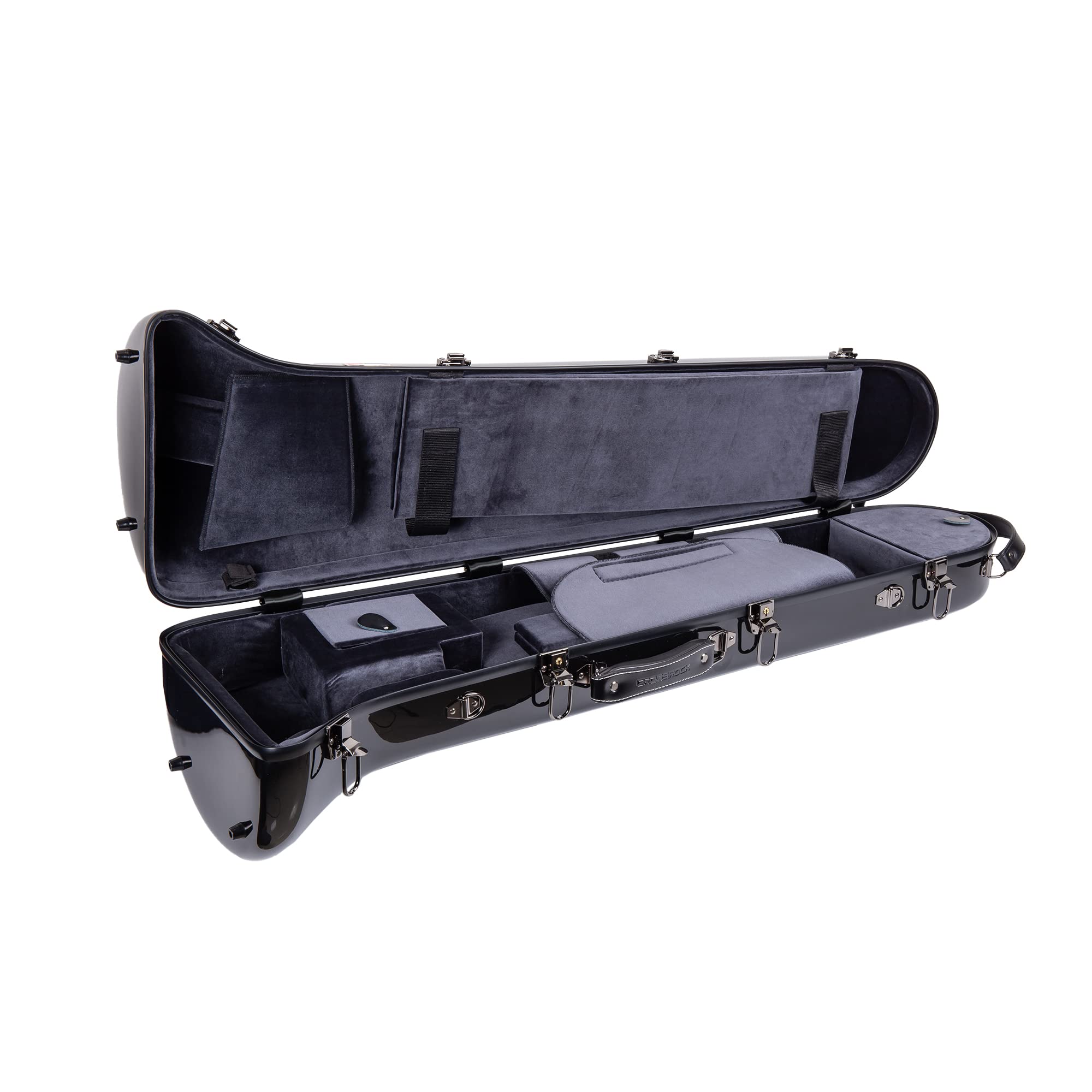 Crossrock Fiberglass Case fits for Trumpet with removable shoulder straps-Black(CRF1020TRBK)