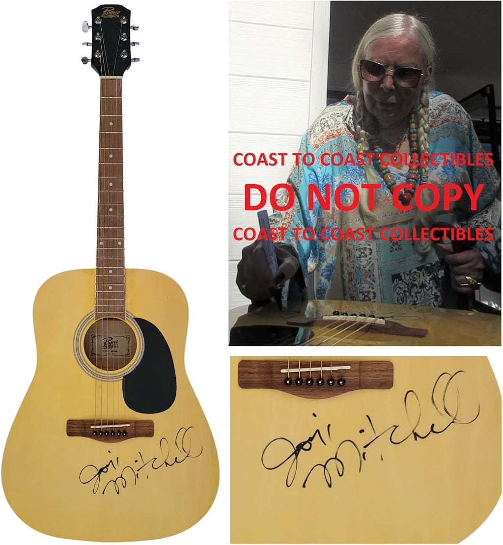 Joni Mitchell singer songwriter signed acoustic guitar COA exact Proof autographed VERY RARE | Singer Songwriter, COA, Exact Proof Autographed, VERY RARE