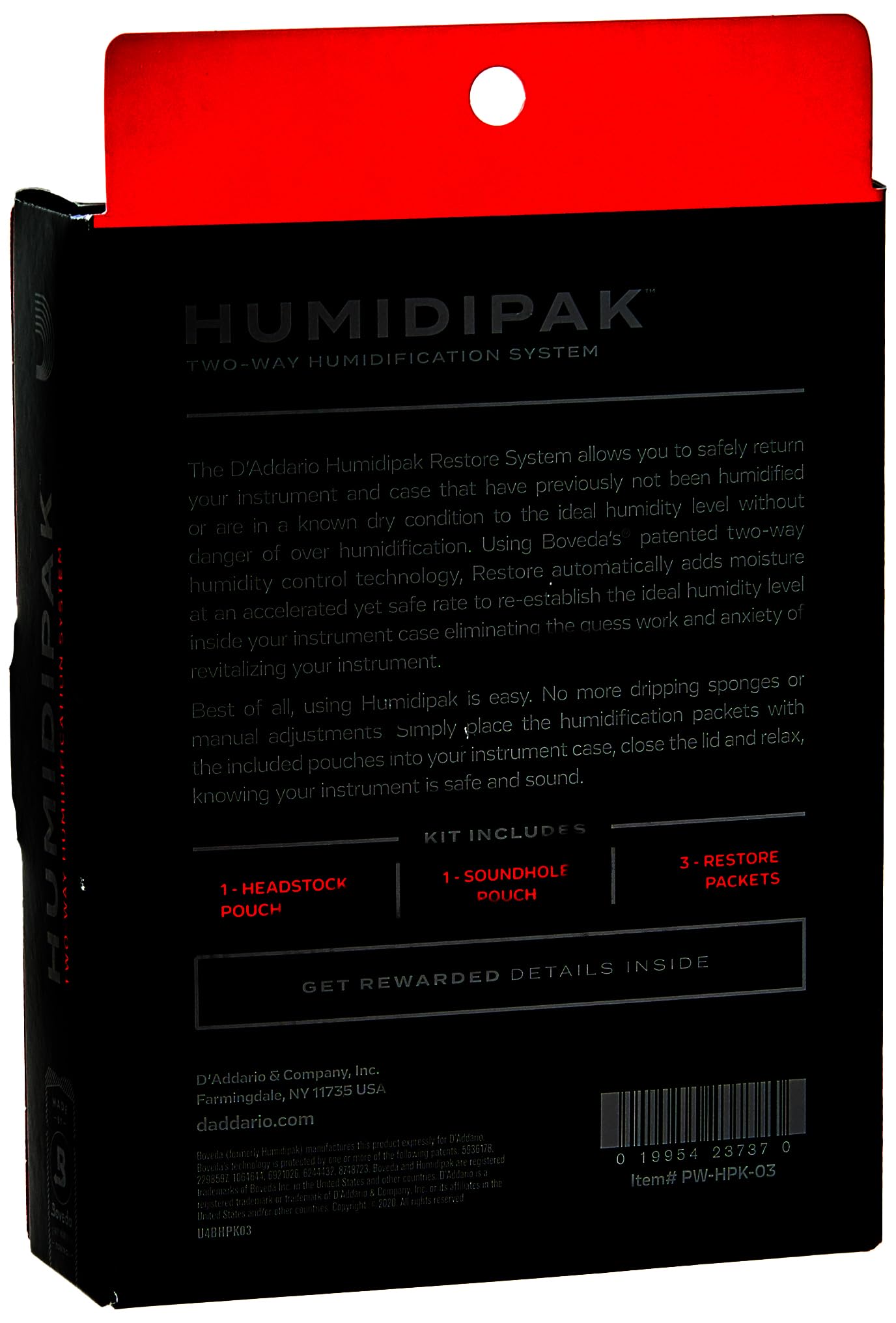 D'Addario Accessories Guitar Humidifier Packs - Two-Way Humidification System Conditioning Packets - For Maintaining Proper Guitar Humidification Level - 3 Maintain Replacement Packets