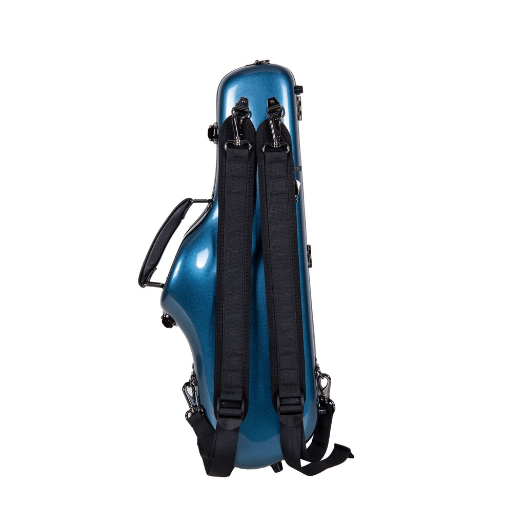 Crossrock Pro-Grade Straight Soprano Saxophone Case | Crimson Red Gloss, TSA Lock, Elite Protection, Detachable Backpack Straps, Accessory Pocket for Professional Musicians