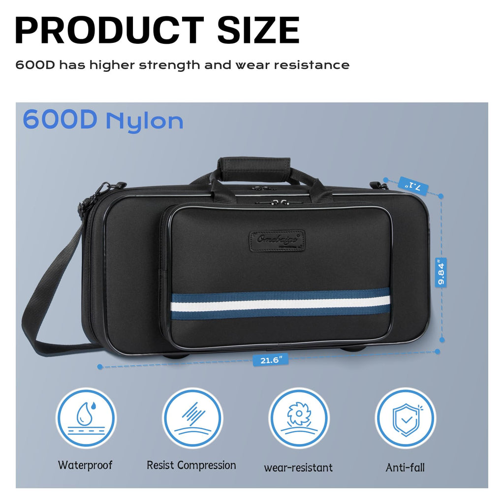 Lightweight Trumpet Case, Soft Gig Bag Backpack;(BGD-TRUMPET-CON) | Lightweight 600D nylon trumpet case with built-in backpack straps, EPS foam protection, velvet lining, storage pocket.