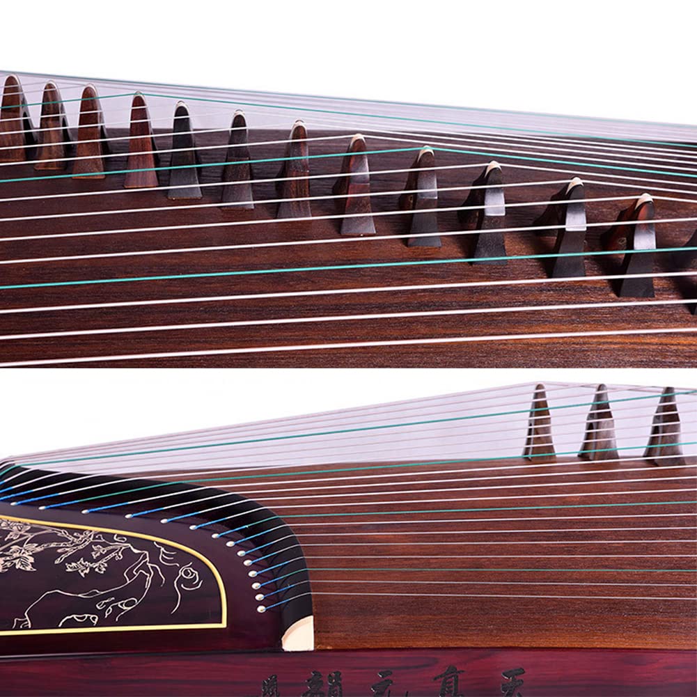 Professional Rosewood Guzheng, 163Cm for Adults, Suitable for Adults/Children/Beginners (Rich Peony/Ancient Rhyme Calligraphy),A