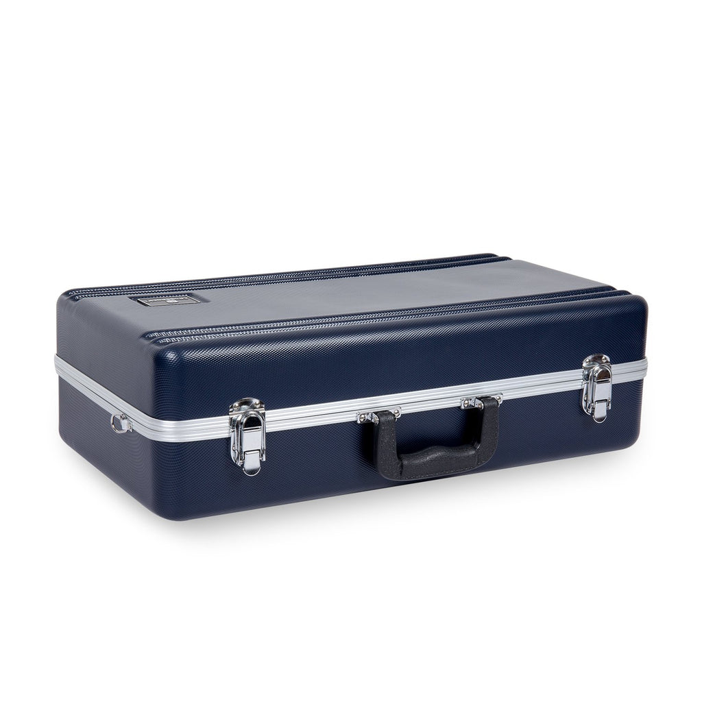 Crossrock ABS Trumpet Case for Bb Horn | Textured Blue Finish with Velvet Interior, Security Lock, Metal Feet & Detachable Strap (CRA862TRBL)