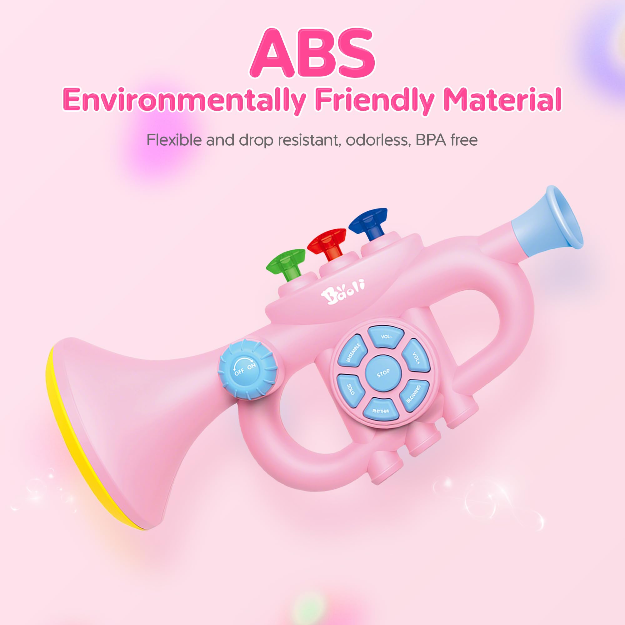 Generic Toddler Musical Trumpet Toy for Kids - 2026 Upgraded Musical Enlightenment Instrument Toy, Develops Musicality, for Boys Girls Ages 3 4 5 6 7 8, Pink