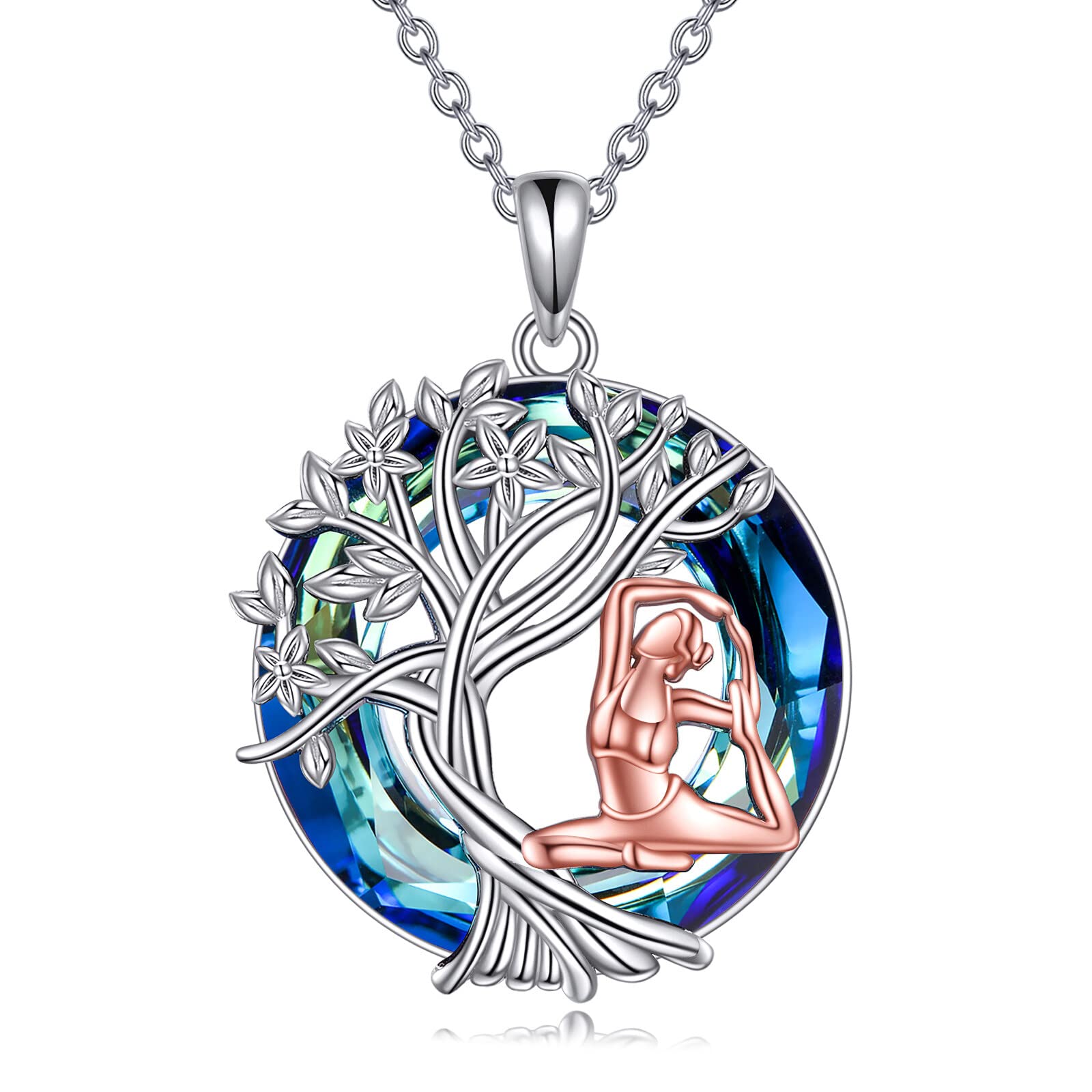 YFN Tree of Life Necklace Sterling Silver Crystal Jewelry Graduation Birthday Gifts for Women