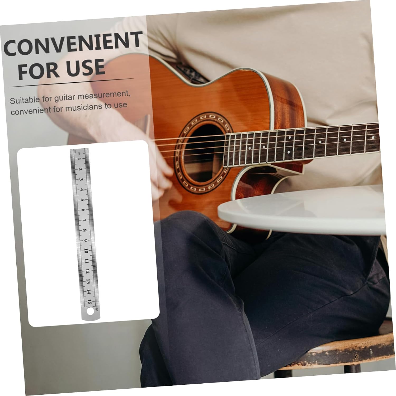 Toddmomy Stainless Steel Guitar Action Gauge Ruler 15CM (6 Inches) Precision Measurement Tool for String Height Luthier and Guitar Setup 1 Piece