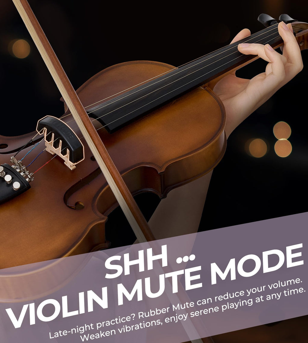 Vangoa Violin 4/4 Full Size Set, Varnish Fiddle Solid Wood for Professional Adults Senior Intermediate Beginners Student Starter Acoustic Violins Kit Outfit with Ebony Fitted, Hard Case, Right Handed