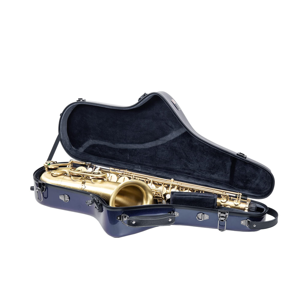 Crossrock Pro-Grade Straight Soprano Saxophone Case | Crimson Red Gloss, TSA Lock, Elite Protection, Detachable Backpack Straps, Accessory Pocket for Professional Musicians