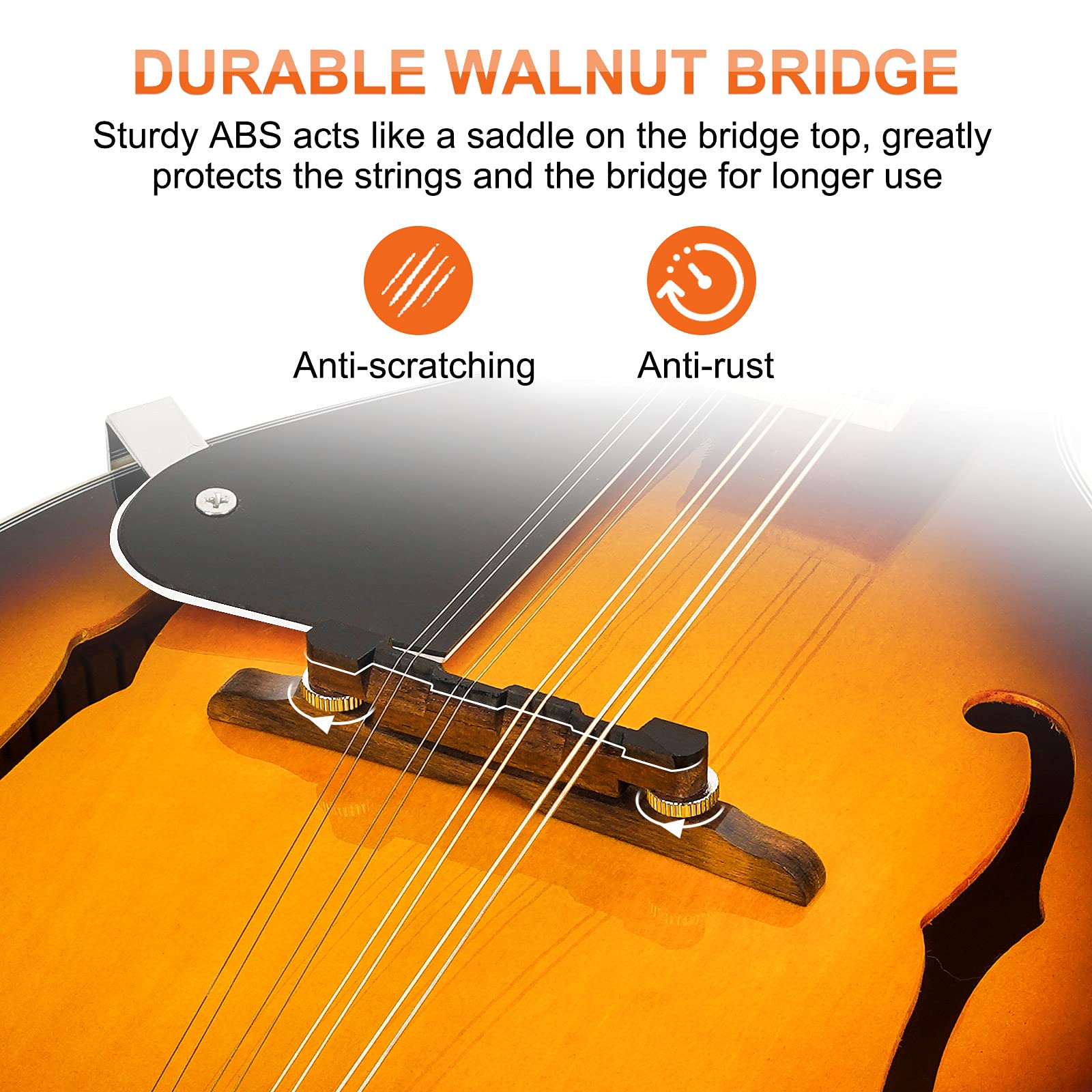 Vangoa Mandolin Musical Instrument A Style Acoustic Electric, 8 Strings Mahogany for Beginner Adults Teens, Red Burst