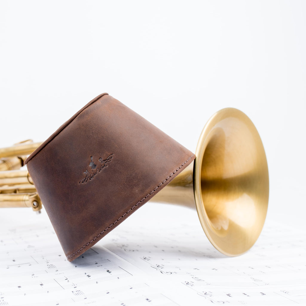 Trombone magnetic mute, lightweight leather mute for jazz and classical trombone players by MG Leather Work (Black)