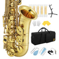 Eastar Student Alto Saxophone E Flat for Beginner Sax Full Kit with Carrying Case, Mouthpiece, Straps, Reeds, Stand, Golden Lacquer, AS-Ⅱ