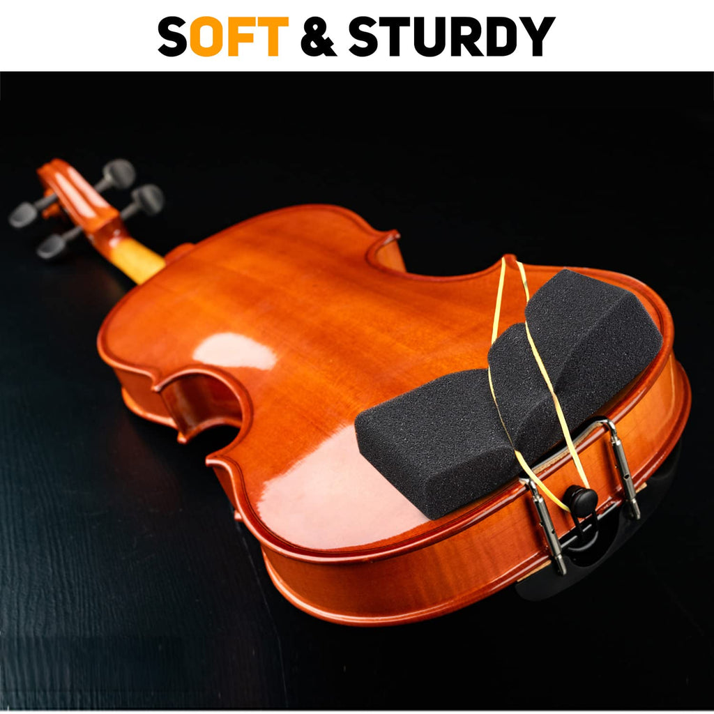 Facmogu 10PCS Foam Violin Shoulder Pad, Economy Sponge Violin Shoulder Pads for 3/4-1/2 Violins, Great Present for Christmas, Soft Violins Sponge Rest with Rubber Bands for Concerts & Party - Black