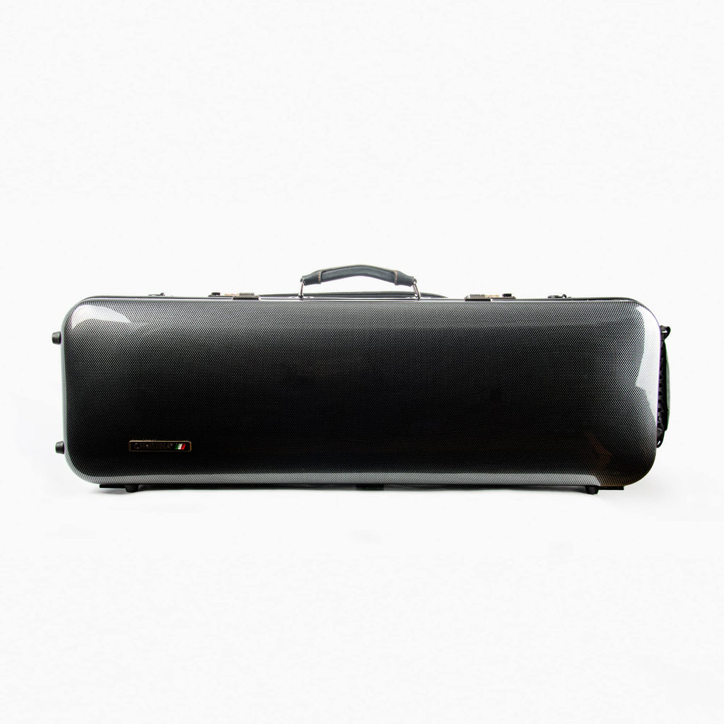 Christina 4/4 Full Size Violin case High-Strength Carbon Fiber Rectangular Violin Music Bag With Combination Lock and Extra Bag White Violin Hard Case (VB-Square-White Stripe spot)