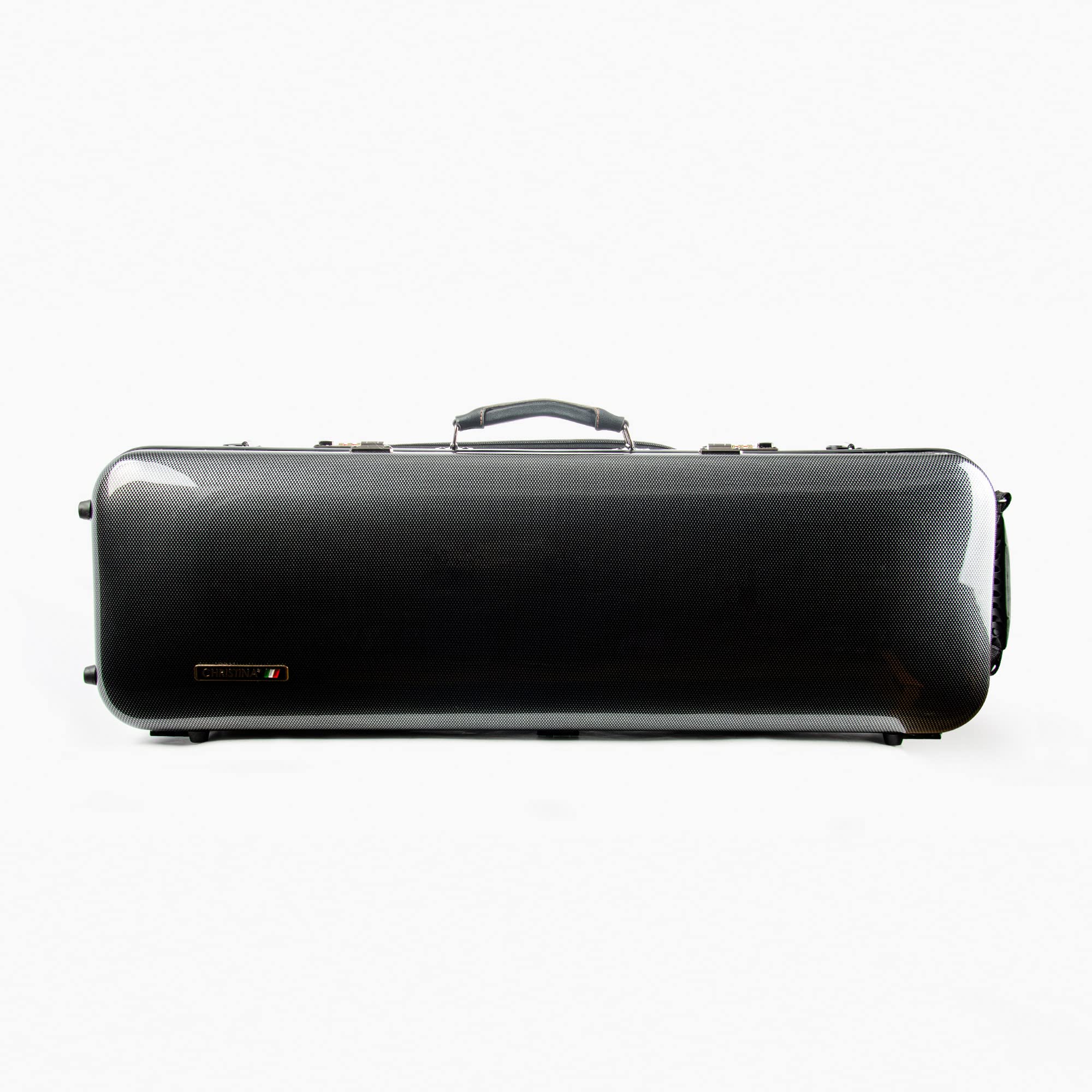 Christina 4/4 Full Size Violin case High-Strength Carbon Fiber Rectangular Violin Music Bag With Combination Lock and Extra Bag White Violin Hard Case (VB-Square-White Stripe spot)