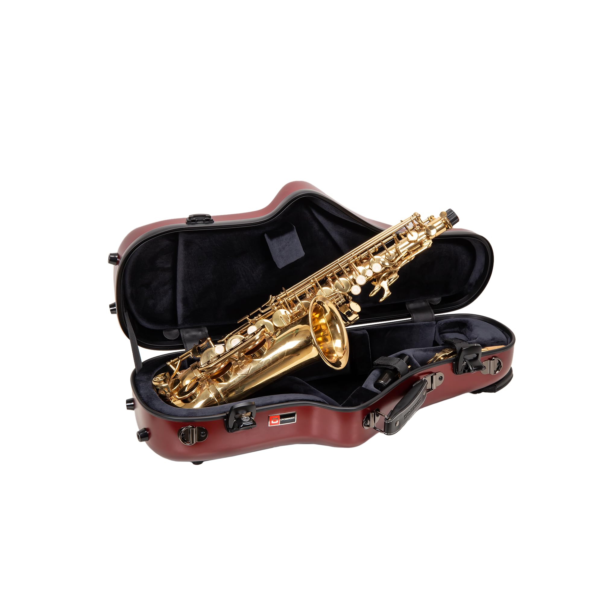 Crossrock Low A Baritone Saxophone Case with Wheels | Polycarbonate Hard Shell, TSA Lock, Anti-Scratch Finish, Neck & Mouthpiece Storage–Black (CRF4050BSBK)