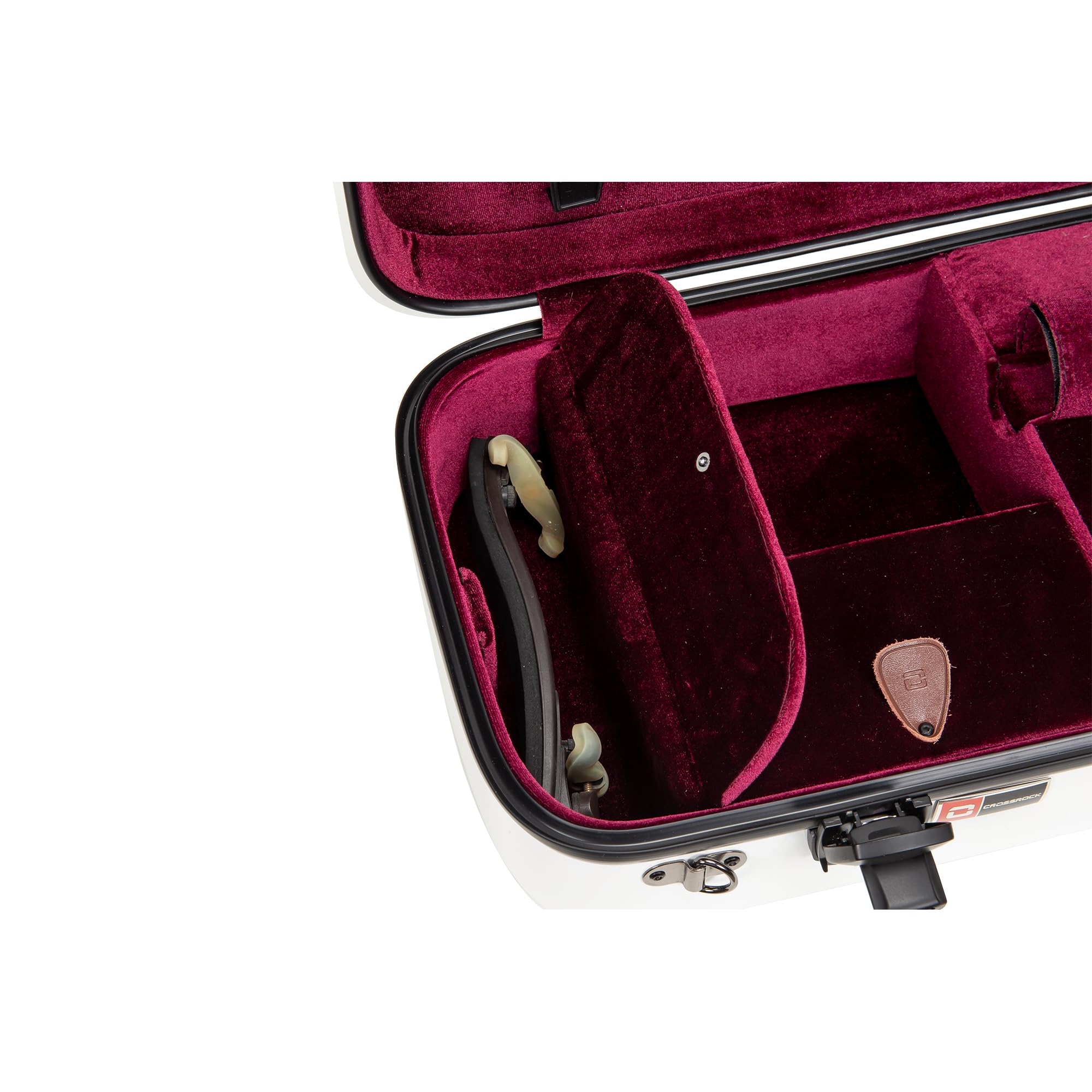 Crossrock Fiberglass Double Violin Case fits Two 4/4 Full-Size Violins- Includes TSA lock, Protective Blanket, Hygrometer, Removable Shoulder Straps- Milky White (CRF2020DVMW)