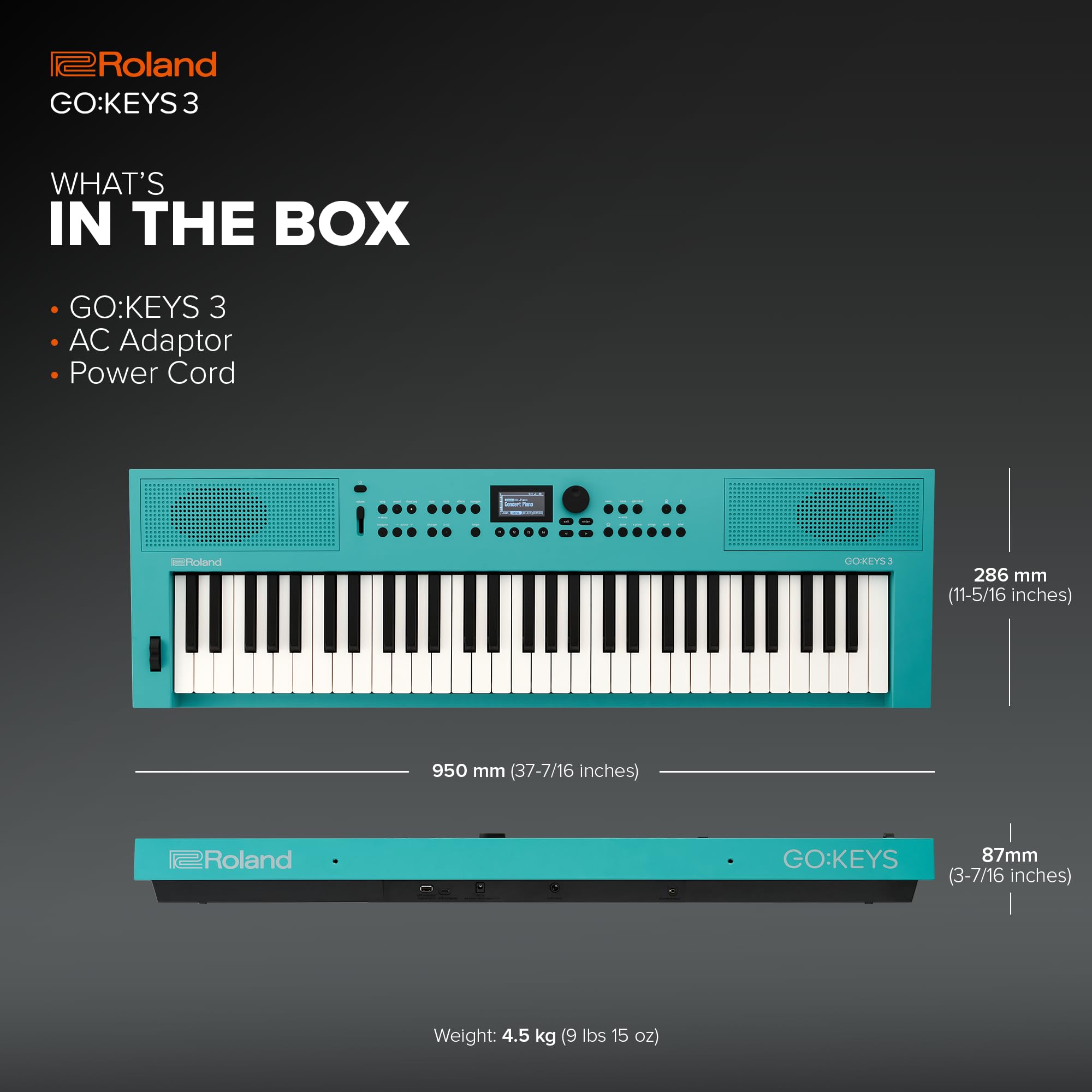 Roland GO:KEYS 3 Music Creation Keyboard | 61-Note Keyboard | Built-In Stereo Speakers | Bluetooth Audio/MIDI Support for Music Streaming - Dark Red