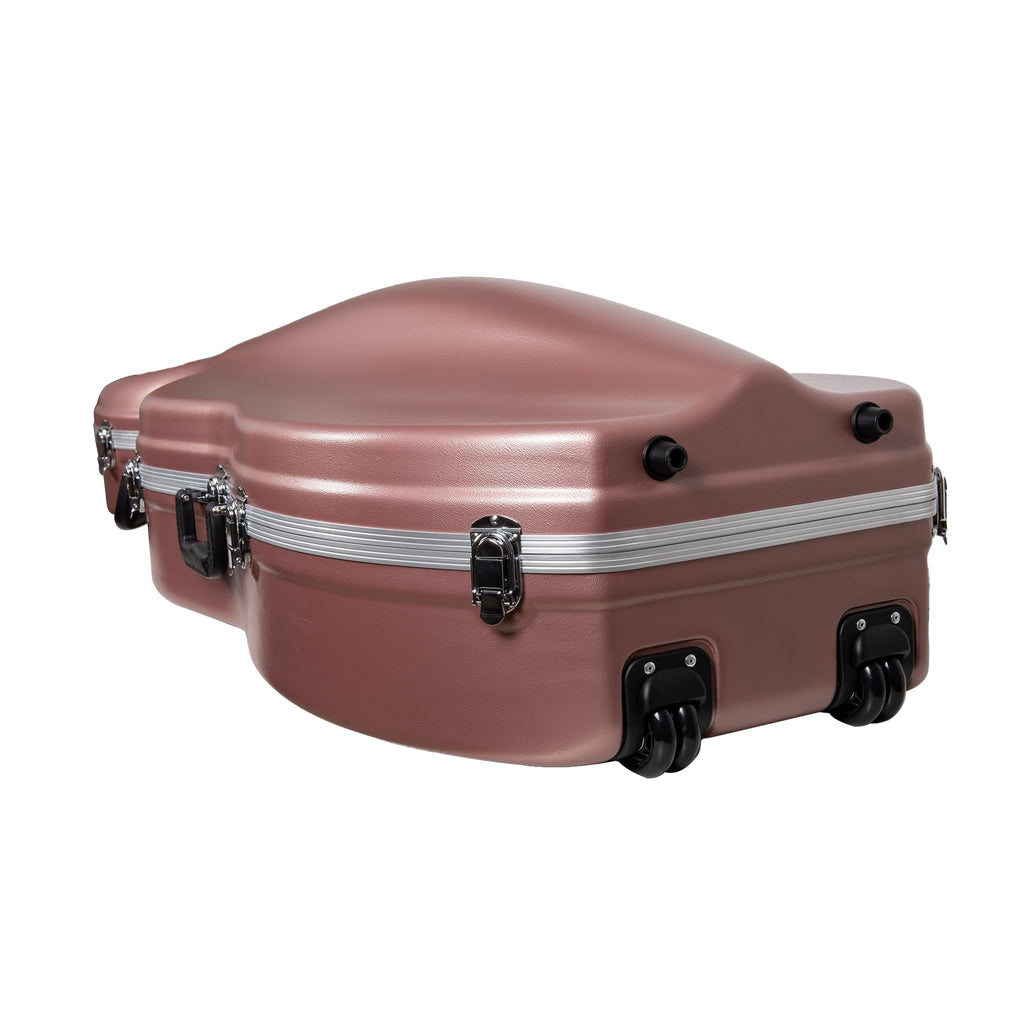 Crossrock ABS Cello Case for 4/4 & 3/4 Size | Wine Red Velvet Interior, Molded Hardshell with Wheels, Lock, Dual Bow Holders & Backpack Straps-Dark Red (CRA862CEFDR)