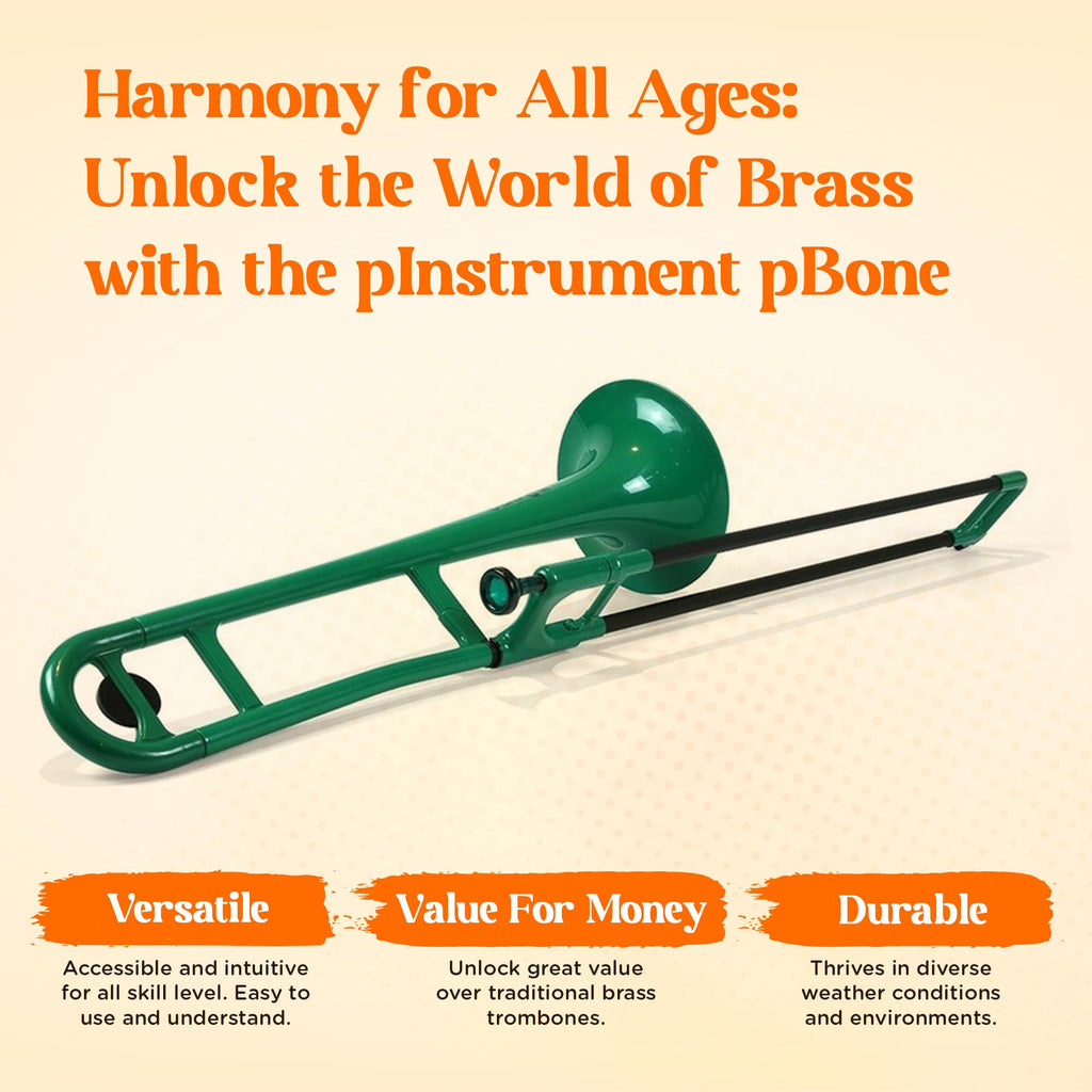 pBone Bb Plastic Trombone - Lightweight pInstruments Design with Ergonomic Grip - Includes Mouthpieces & Carrying Bag - Authentic Bb Sound for Students & Beginners - Durable ABS - Purple