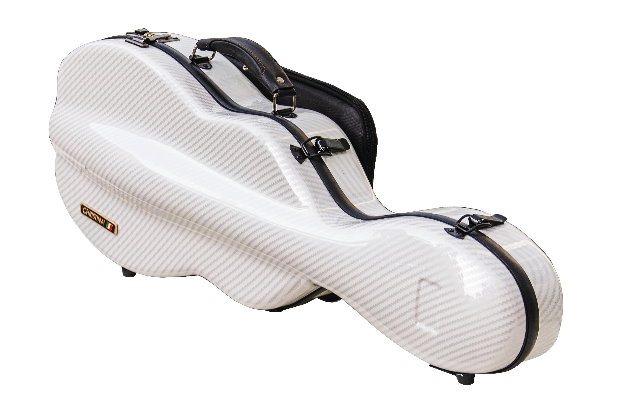 Christina violin case 4/4 Full Size Violin case High-Strength Carbon Fiber Pear-Shaped Violin Music Bag With Combination Lock and Extra Bag Gray Violin Hard Case (VB-Random type-SilveryGray spot)