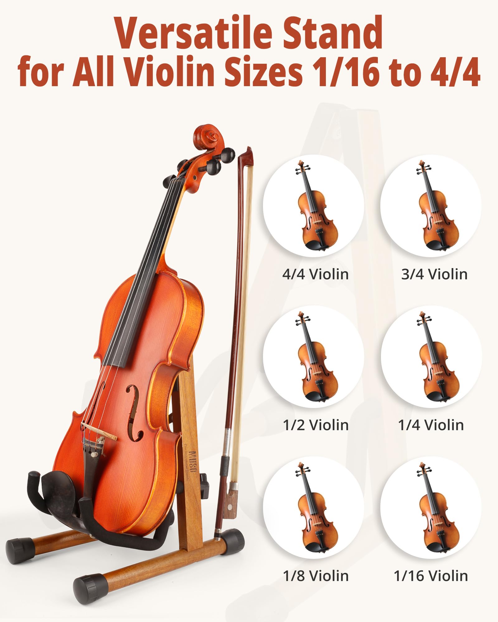 MUSO Cello Stand with Bow Holder,A-Frame Floor Stand with Padded Foam, Handcrafted Cello Rack Fits 1/2, 3/4, 7/8, 4/4 Full-Size and Guitar, Instrument Holder for Home and Studio Display