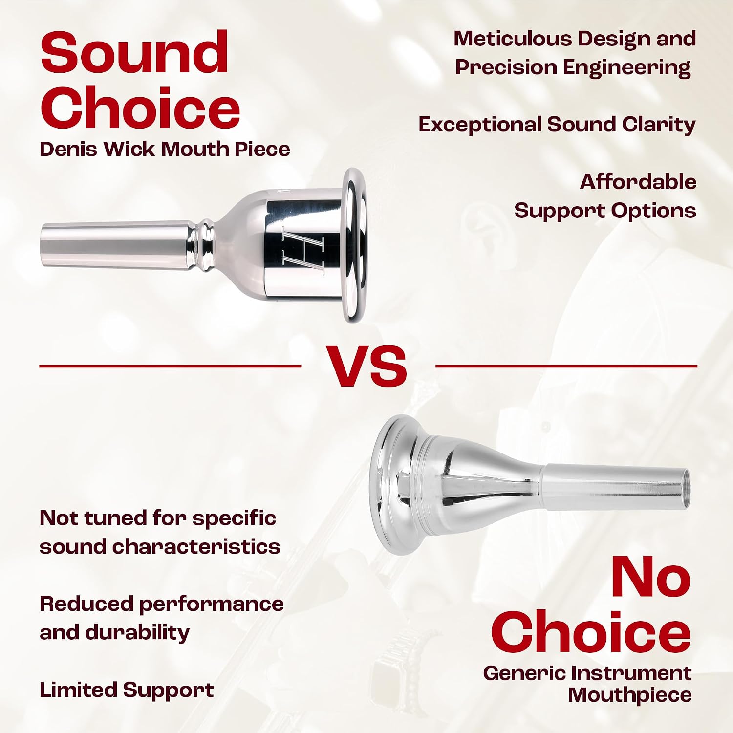 Denis Wick Heritage Trombone Mouthpiece Silver-Plated, 2180-6BS -V-Type Backbore for Balanced Airflow & Tone - Small Shank Fitting Trombone Accessories for Effortless Articulation 25.4 x 6.26 x 6.66mm