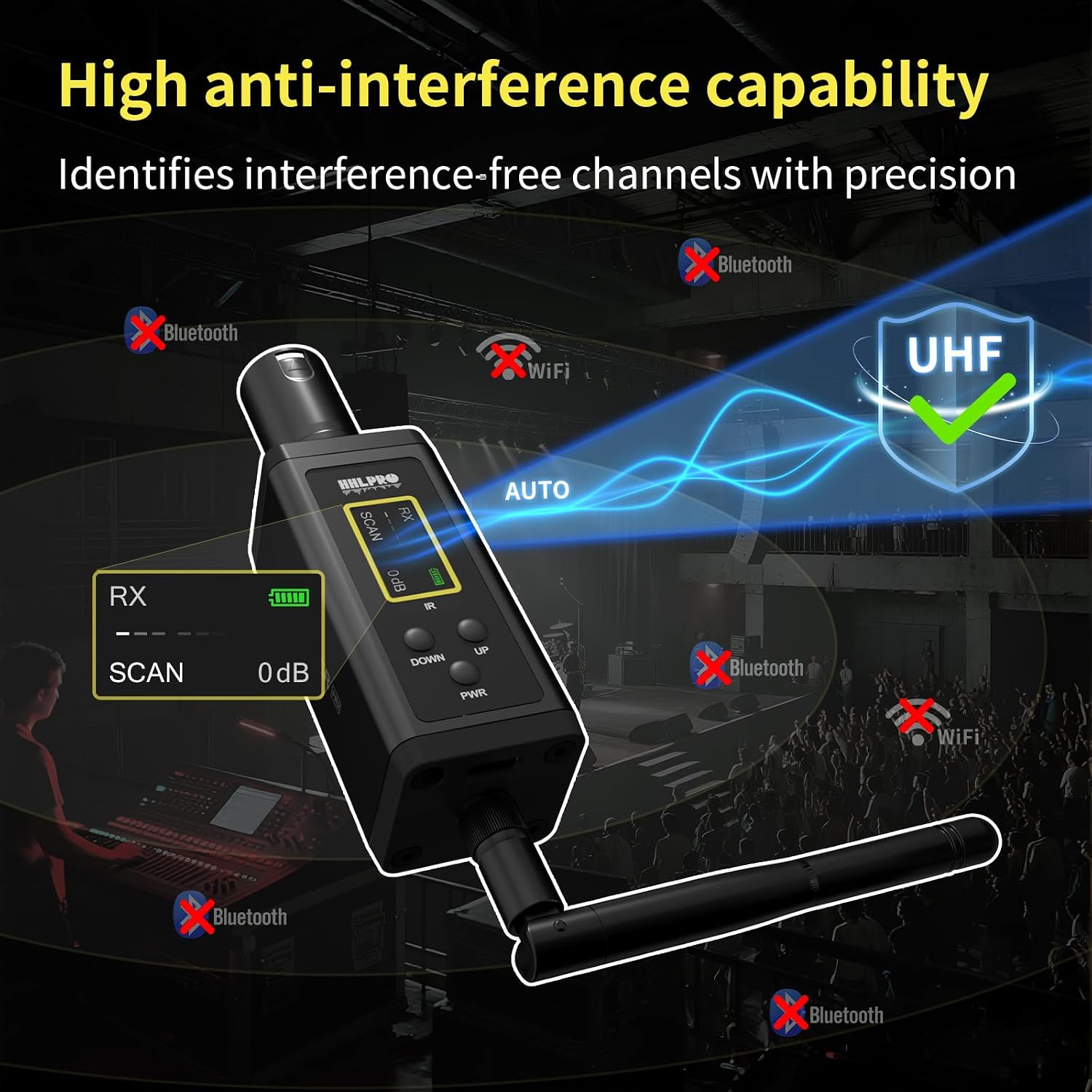 Saxophone Wireless Microphone System for Clarinet, Brass Instrument | UHF, 260FT Range, 360° Rotatable Clip-on Mic, XLR Adapter, Low Latency Transmitter & Receiver, F40S