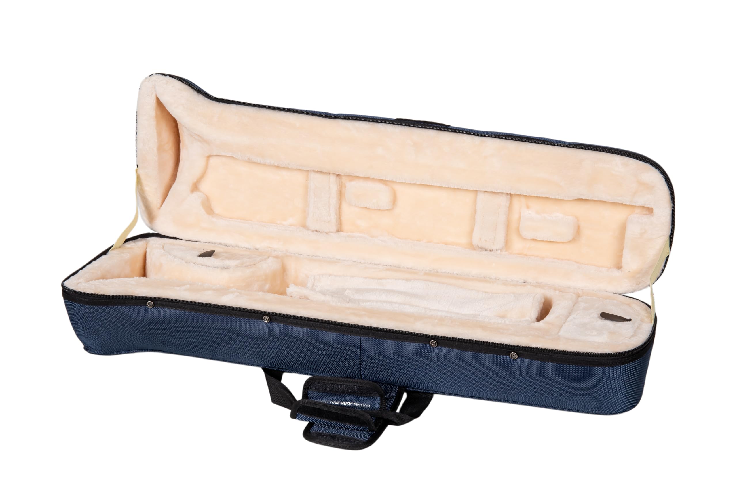 Crossrock Tenor Trombone Flight Case — Fits Bb Tenor with F-Attachment | Shockproof Design, Security Lock, Plush Interior, Single Shoulder Strap & Accessory Compartment (CRA980TBBK)