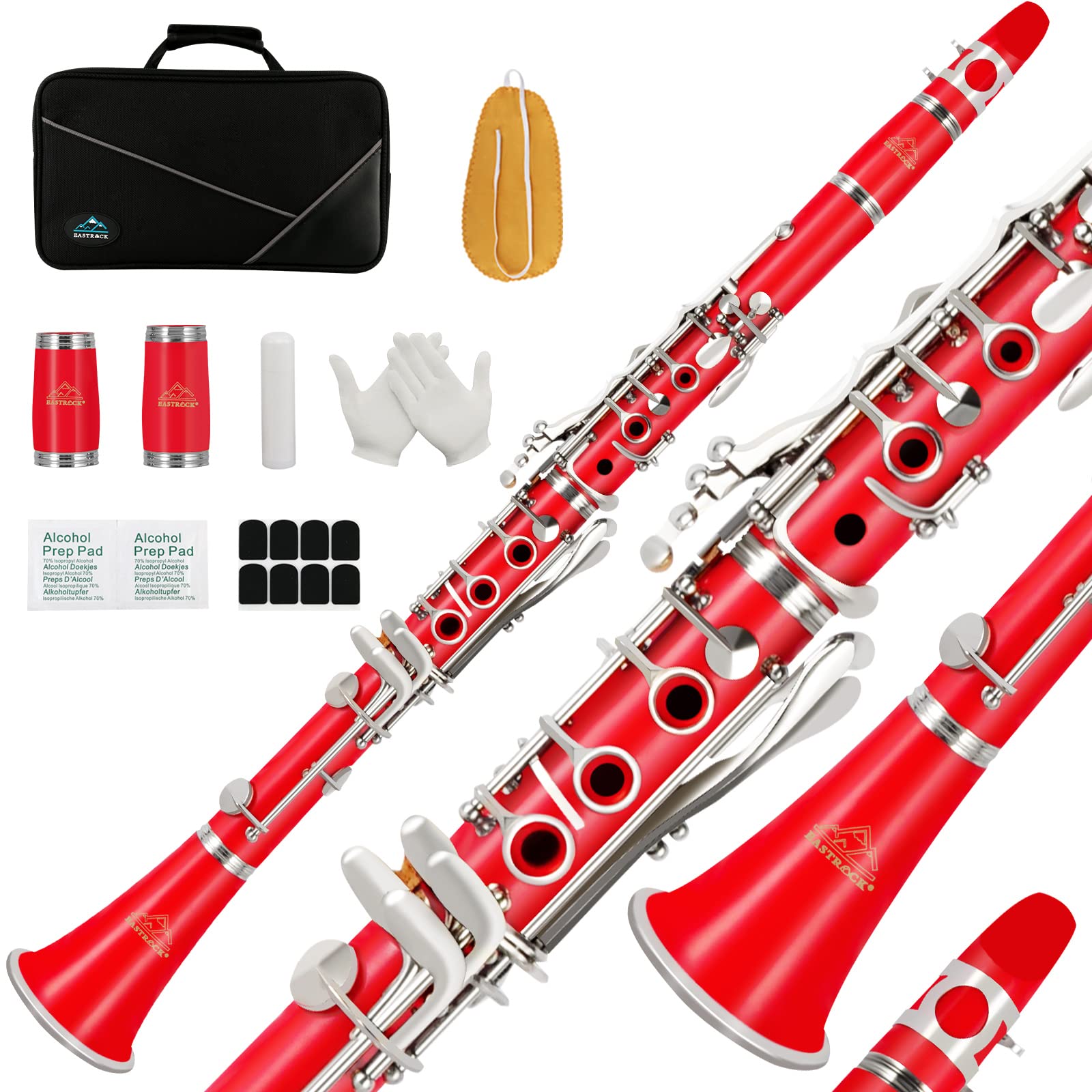 EASTROCK Bb Clarinet 17 Keys ABS Material Wide Range of Tones Particularly Beginner & Students-friendly with Using Tools and 2 Replaceable Barrels