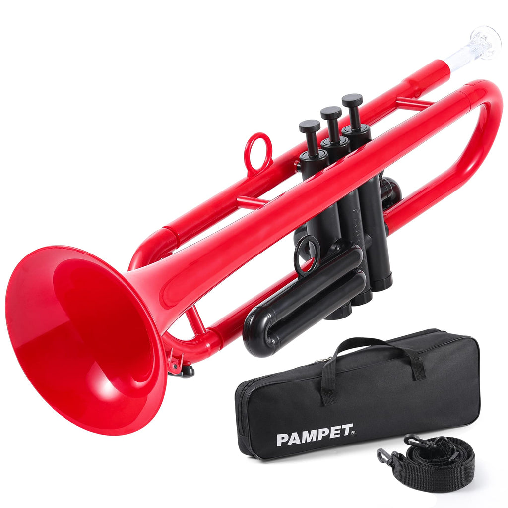 PAMPET Professional Plastic Bb Trumpet Standard Trumpet Set for Student Beginner With 7C Mouthpiece and 3C Mouthpiece, Bb Trumpet Instrument, Black,