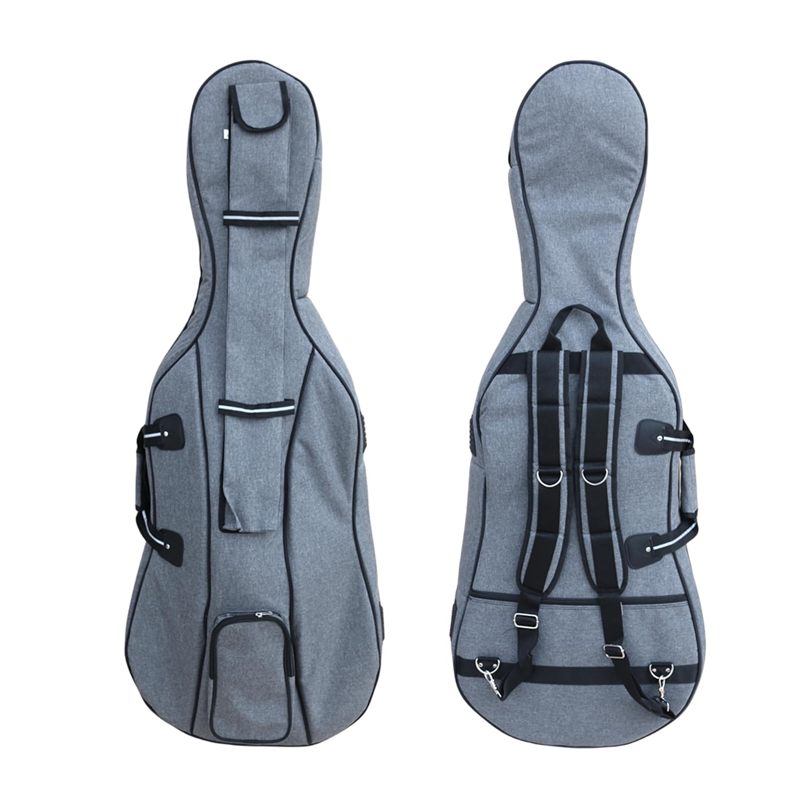 Lightweight 4/4 Cello Case Gig Bag with Padded Backpack Straps,Heavy Duty Waterroof for Classic Electric Cello with Double Handles & Accessory Pockets (gray)
