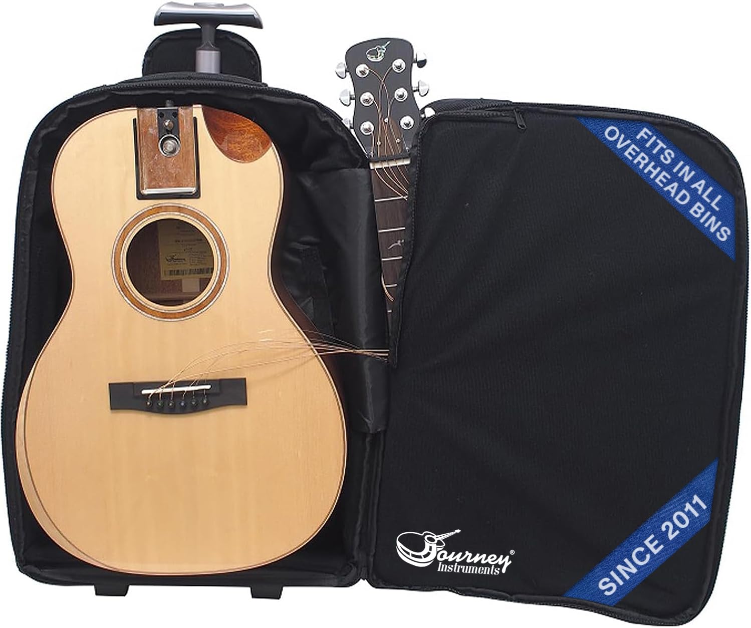 Journey Instruments Solid Sitka Acoustic Collapsible Travel Guitar PJ410N | Traveling Acoustic Guitar with Collapsible Patented System, Portable Backpack Case (African Mahogany)