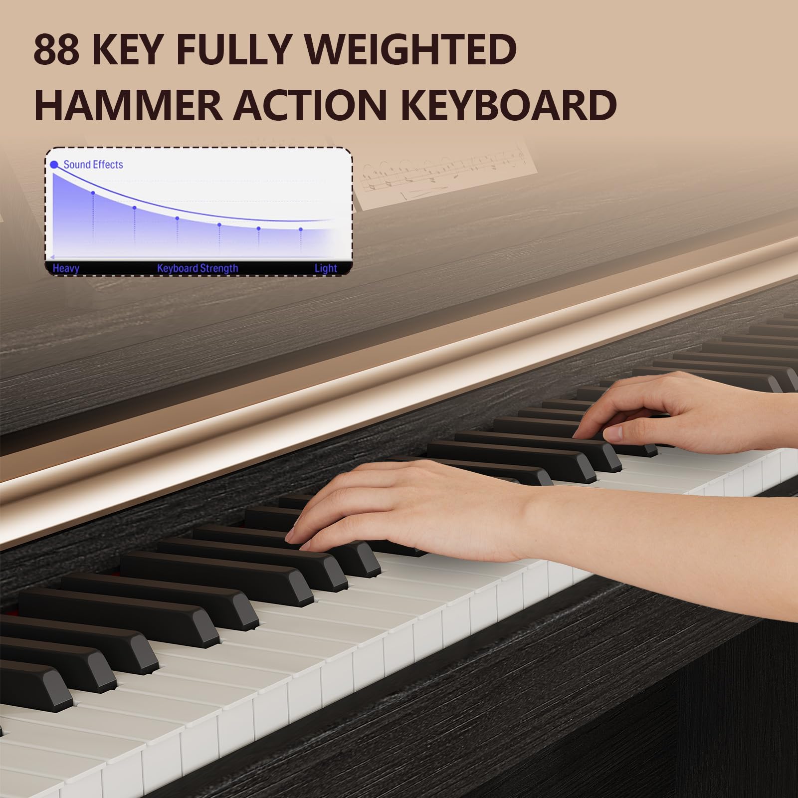 88 Key Digital Piano for Home Studio, with Weighted Hammer Action Keys, Professional Triple Pedal, USB-MIDI Connectivity, Includes Power Adapter, Stand & Headphone Jack, Black