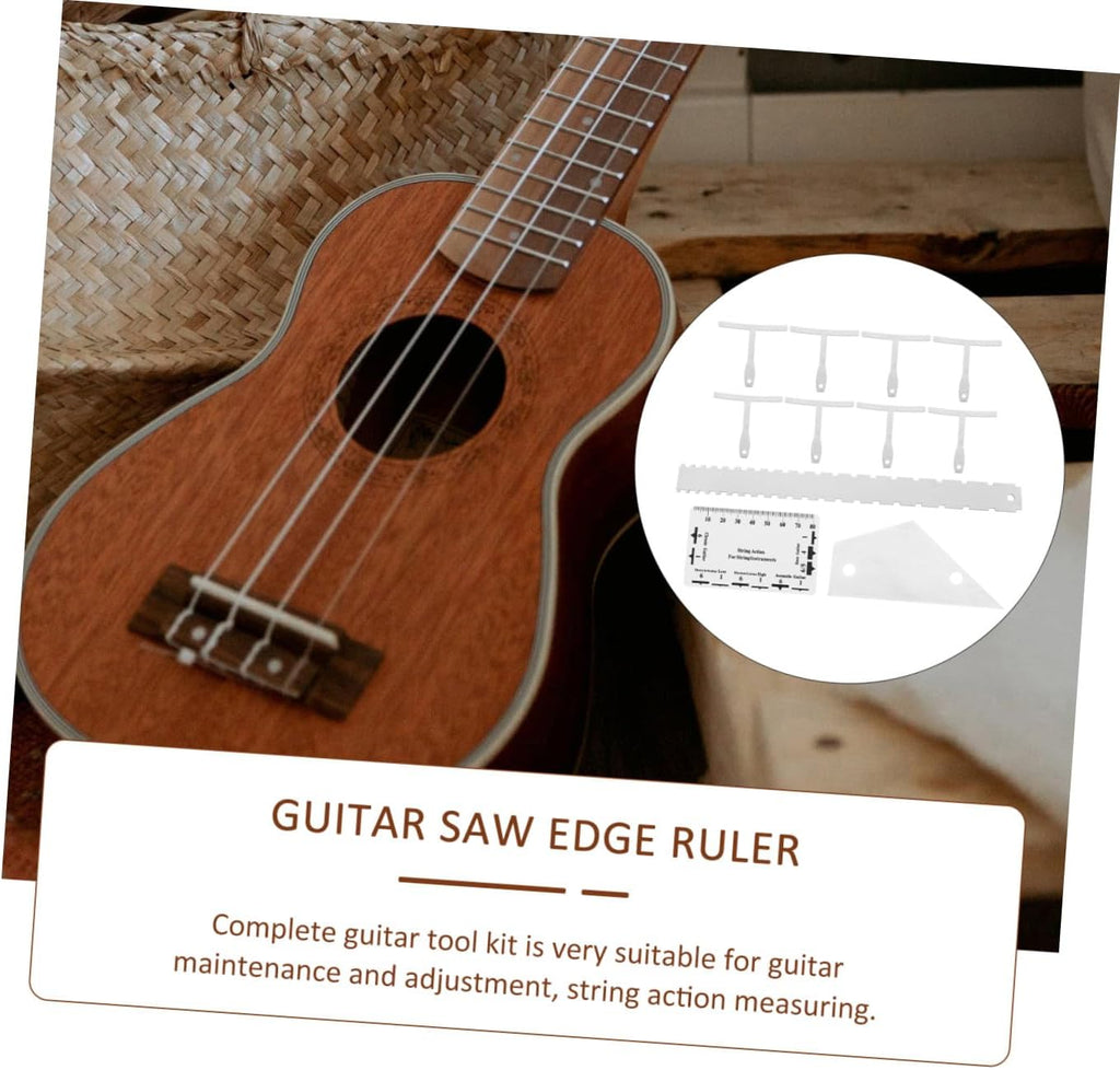 Totority 12pcs Guitar Luthier Tools Kit with String Action Ruler Notched Radius Gauge Fret Rocker and Straight Edge Ruler for Electric Acoustic and Bass Guitar Setup and Repair