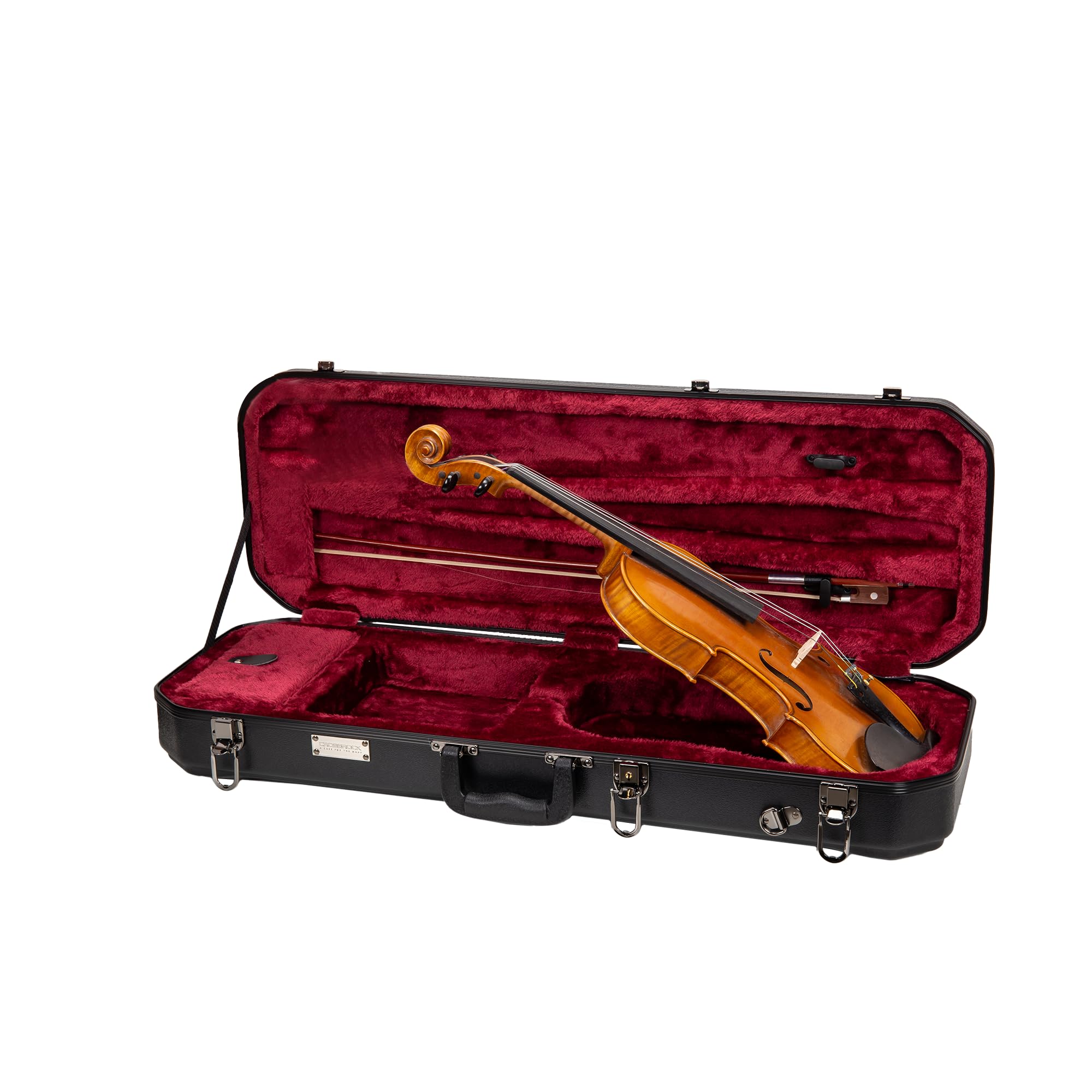 Crossrock Shaped Violin Case for 4/4 Full-Size Violin | Interior Accessory Compartment, 2 Bow Holders, Security Lock, Detachable Shoulder Straps - Black (CRA880VFBK)
