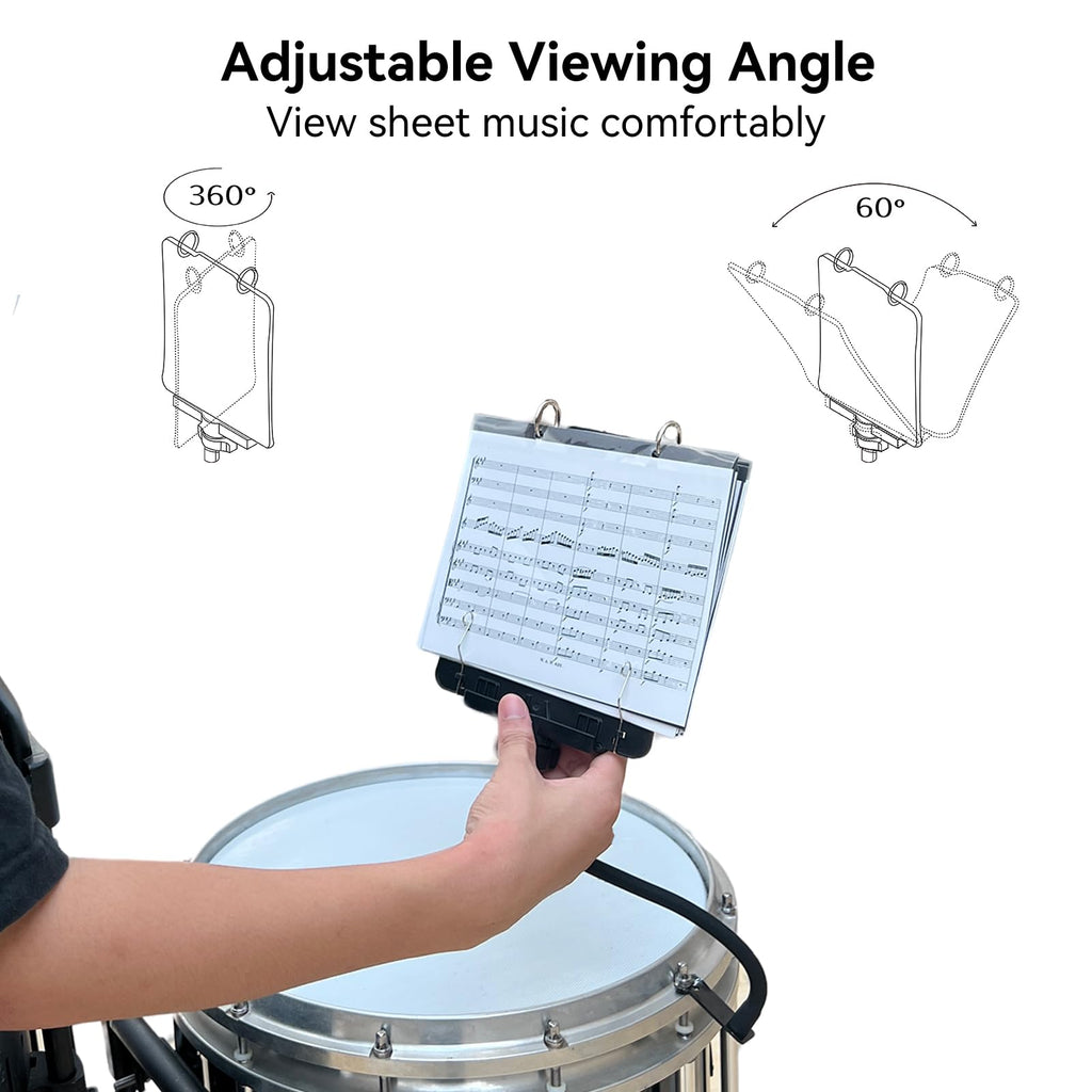 Trumpet Lyre TC10, Adjustable Marching Band Lyre for Trumpet with Flip Folder, Includes 10 Refill Sleeves