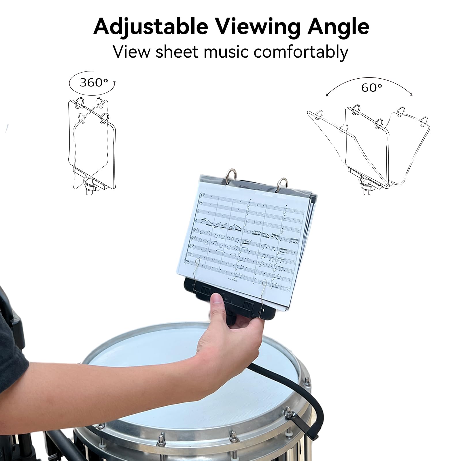 Trumpet Lyre TC10, Adjustable Marching Band Lyre for Trumpet with Flip Folder, Includes 10 Refill Sleeves