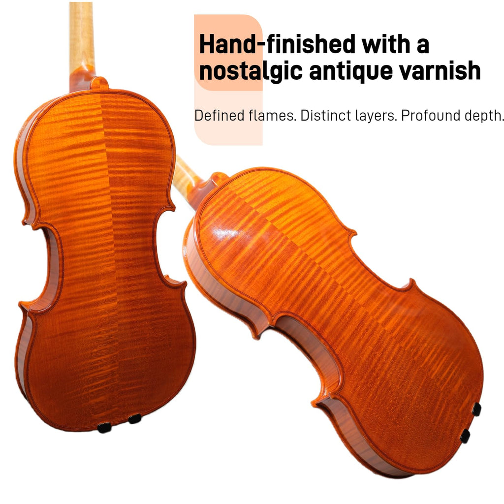 Master 4/4 Full-Size Violin | Hand-Varnished with 20+ Year Aged Italian Spruce & Bosnian Maple | Professional Orchestra Instrument for Professional soloists and session players (VIO1328)